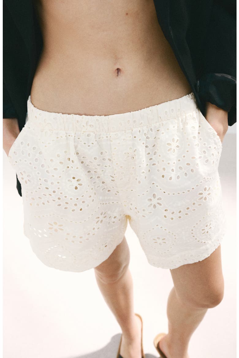 Broderie Anglaise Cotton Eyelet Shorts