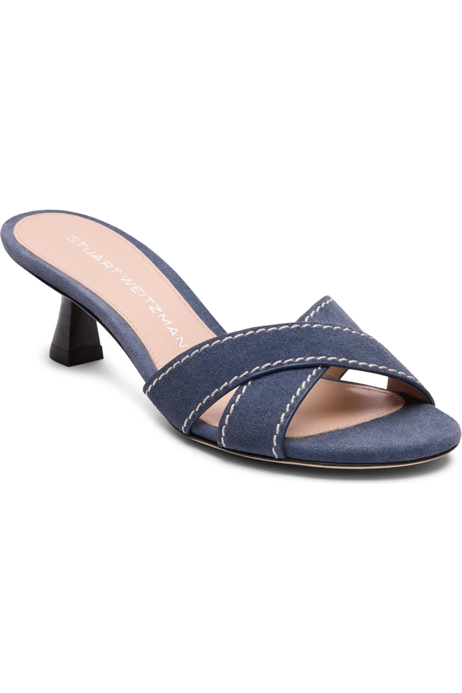 Stuart Weitzman, Minimalist Kitten Heel Slide Sandal