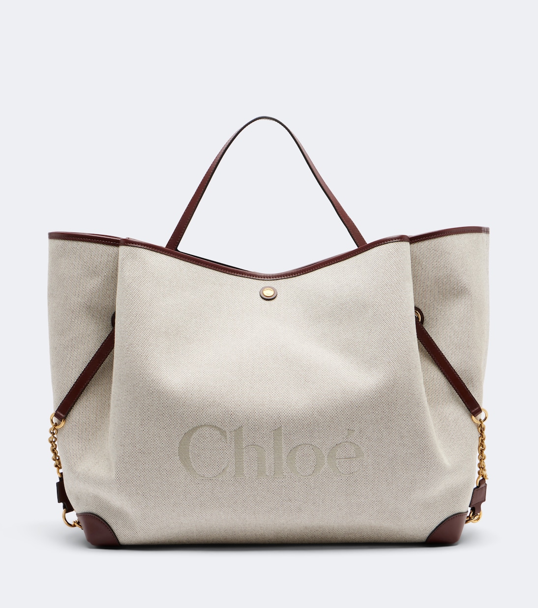 Chlo&eacute; Clover Leather-Trimmed Canvas Tote Bag in White - Chloe