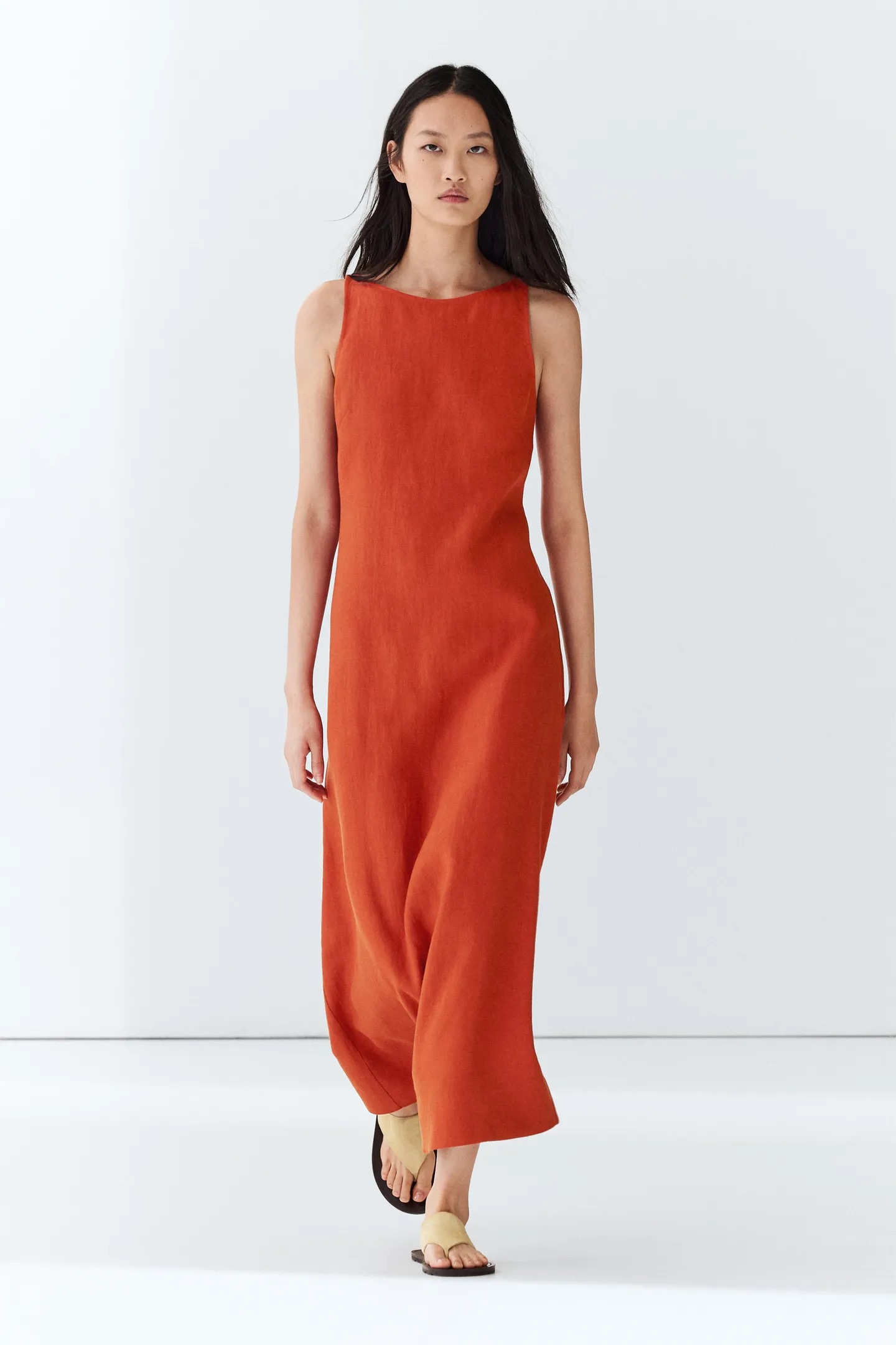Massimo Dutti, 100% Linen Halter Dress