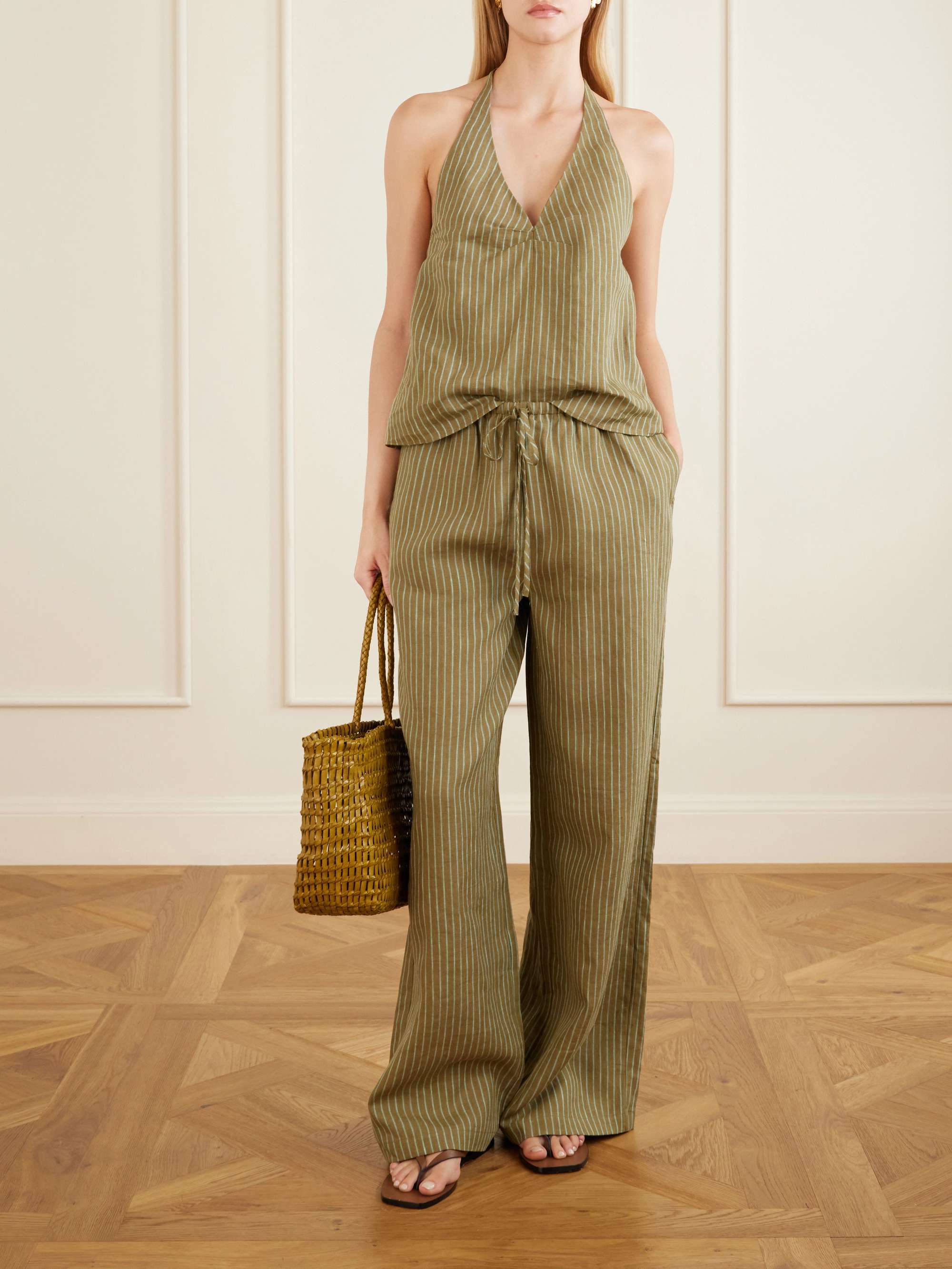 Corso Striped Linen Halterneck Top