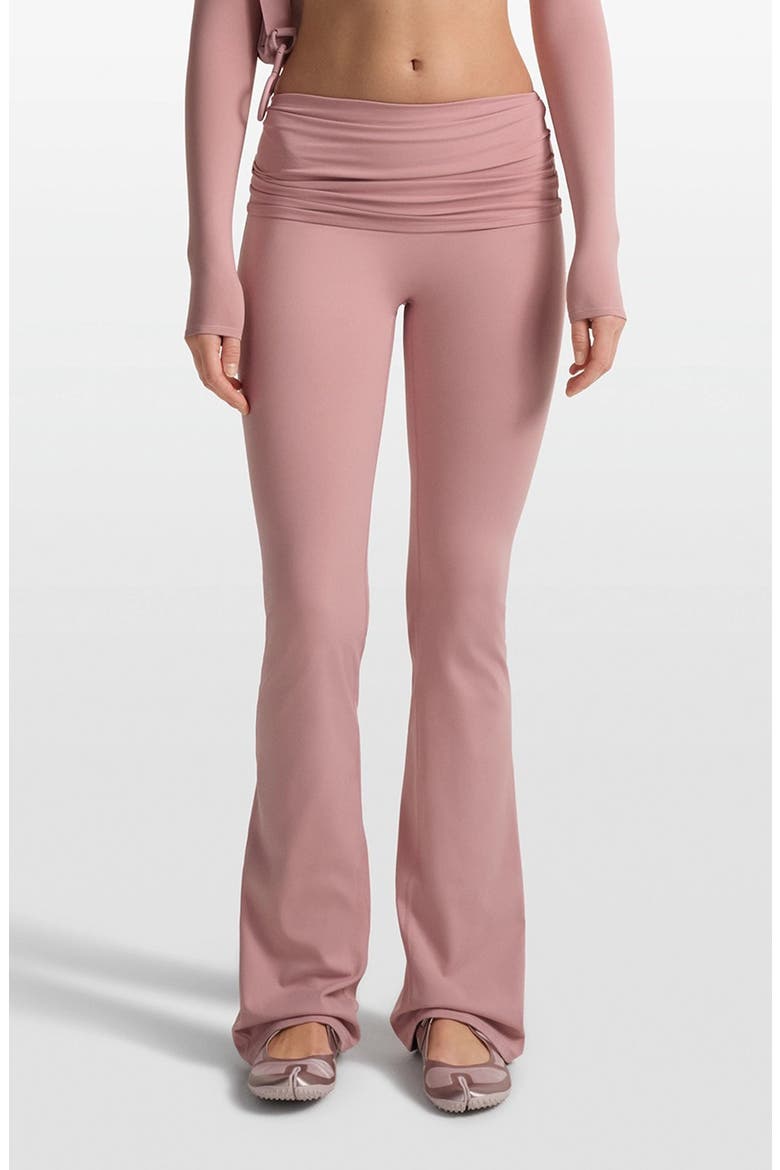 Matte Flared Foldover Waist Pants