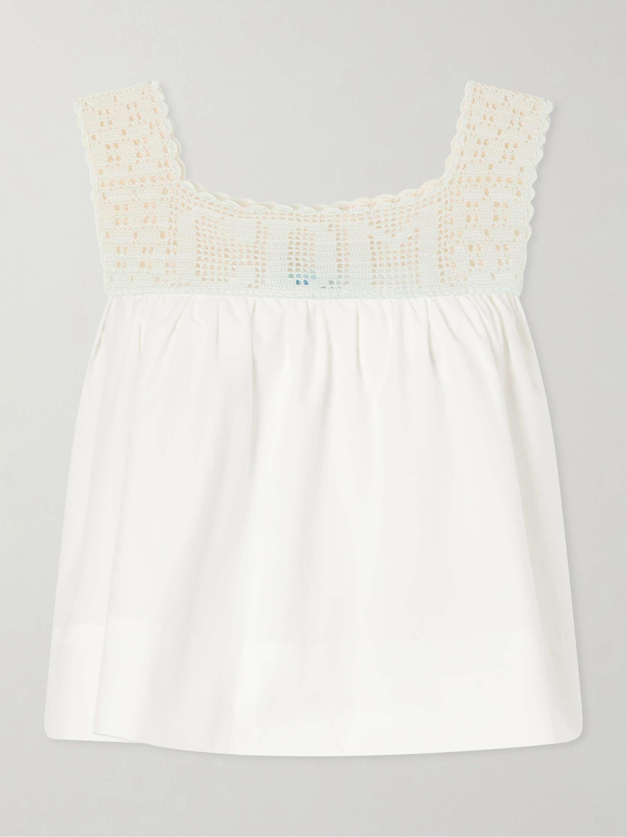 Heirloom Lace-Trimmed Cotton-Poplin Top