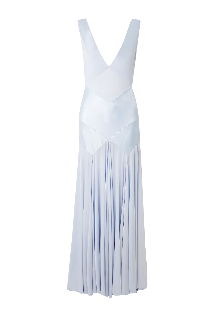 SELF-PORTRAIT, Blue Satin Jersey Dress