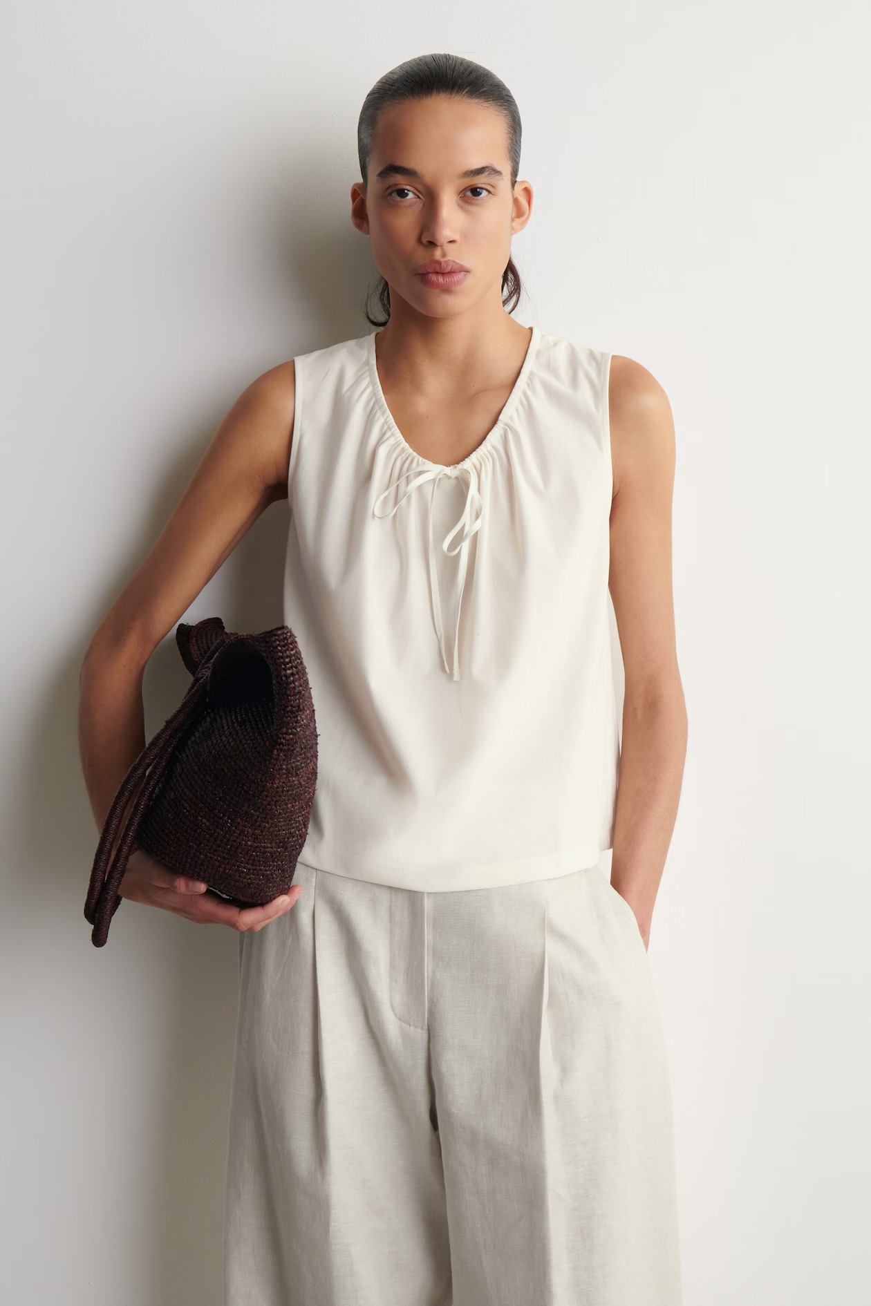 COS, Gathered-Neck Jersey Tank Top