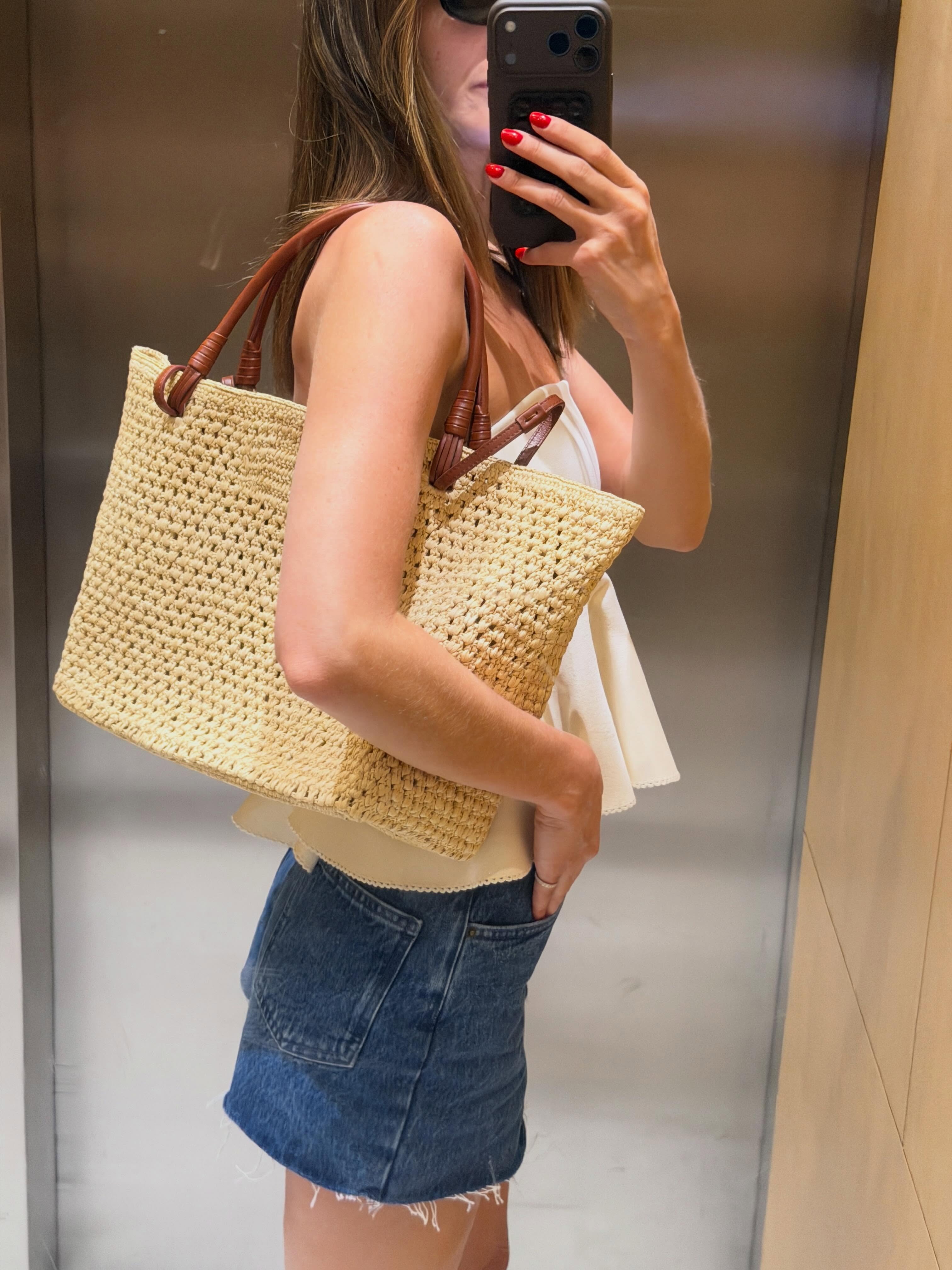 Coco wearing Sezane basket bag