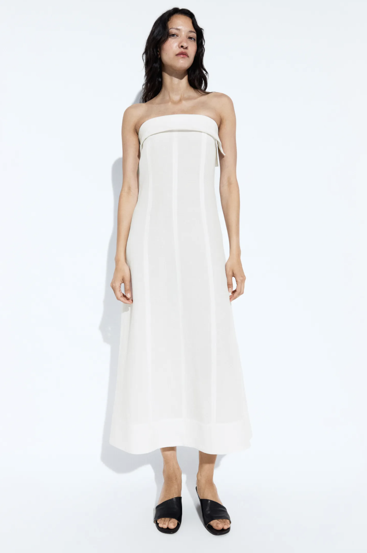 Massimo Dutti, Linen Strapless Midi Dress