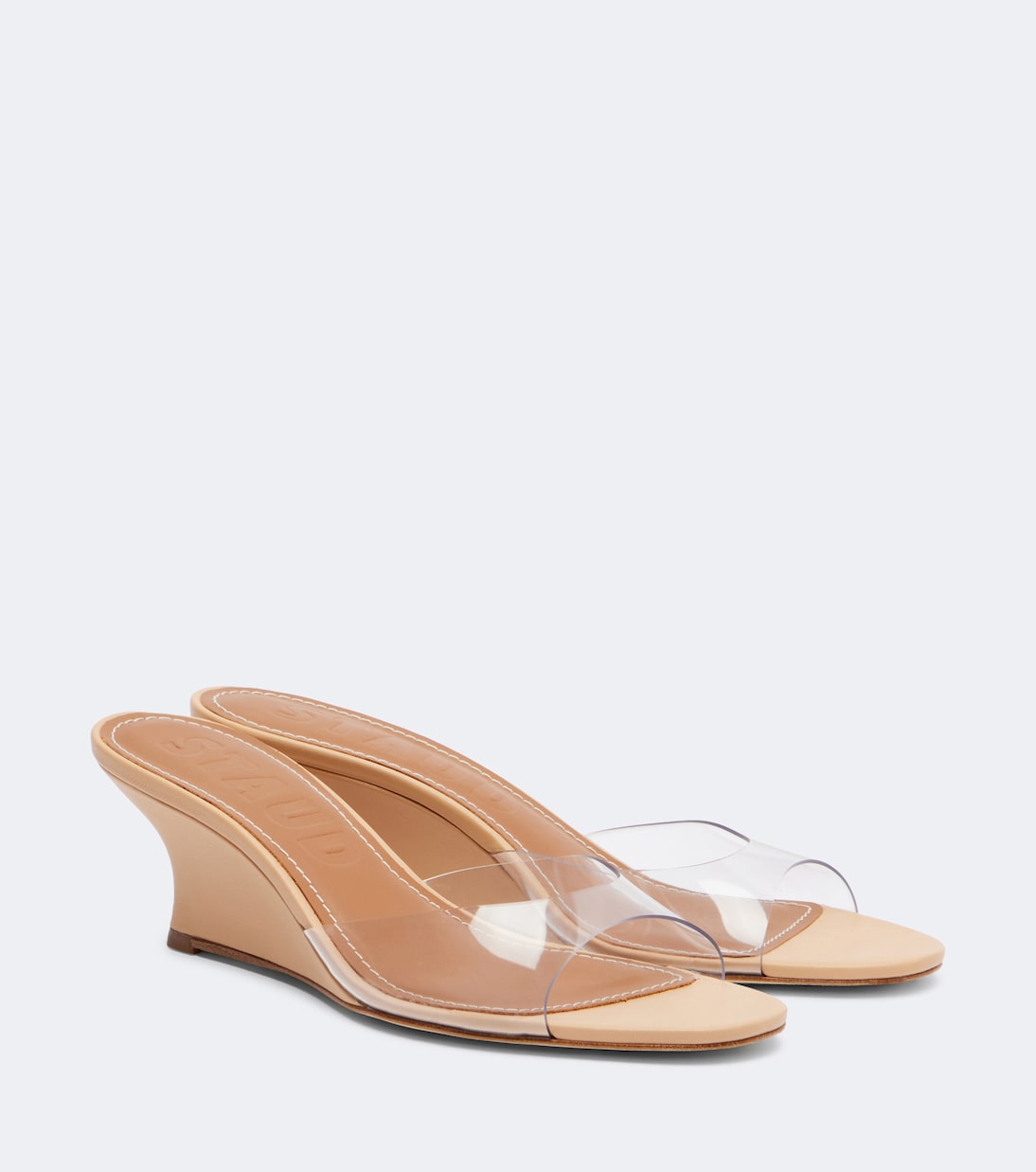 Brigitte Wedge Mules in Beige - Staud