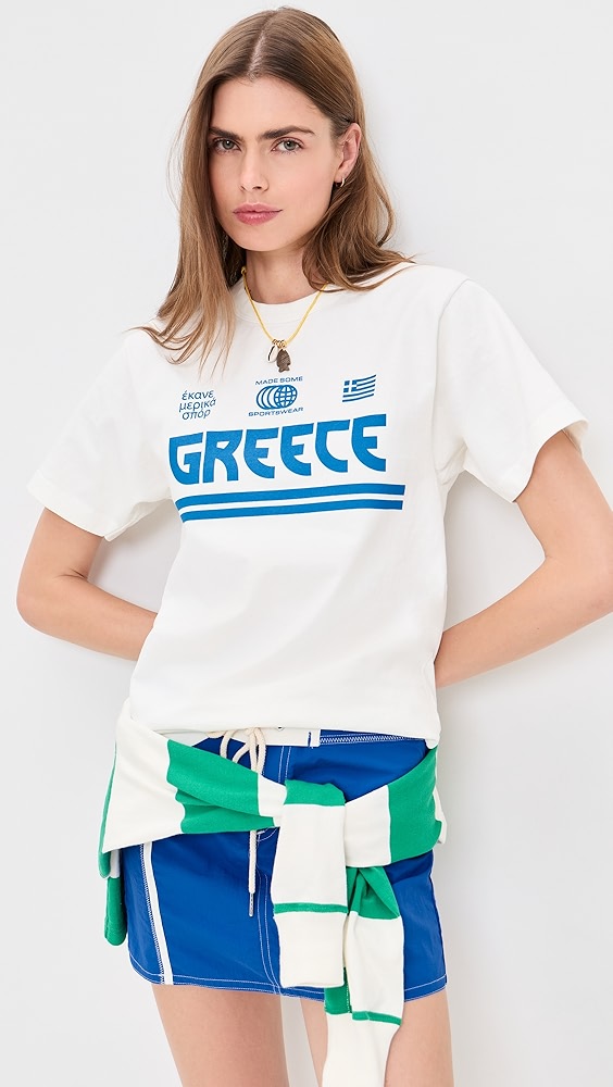 Greece Tee - Blue/off White
