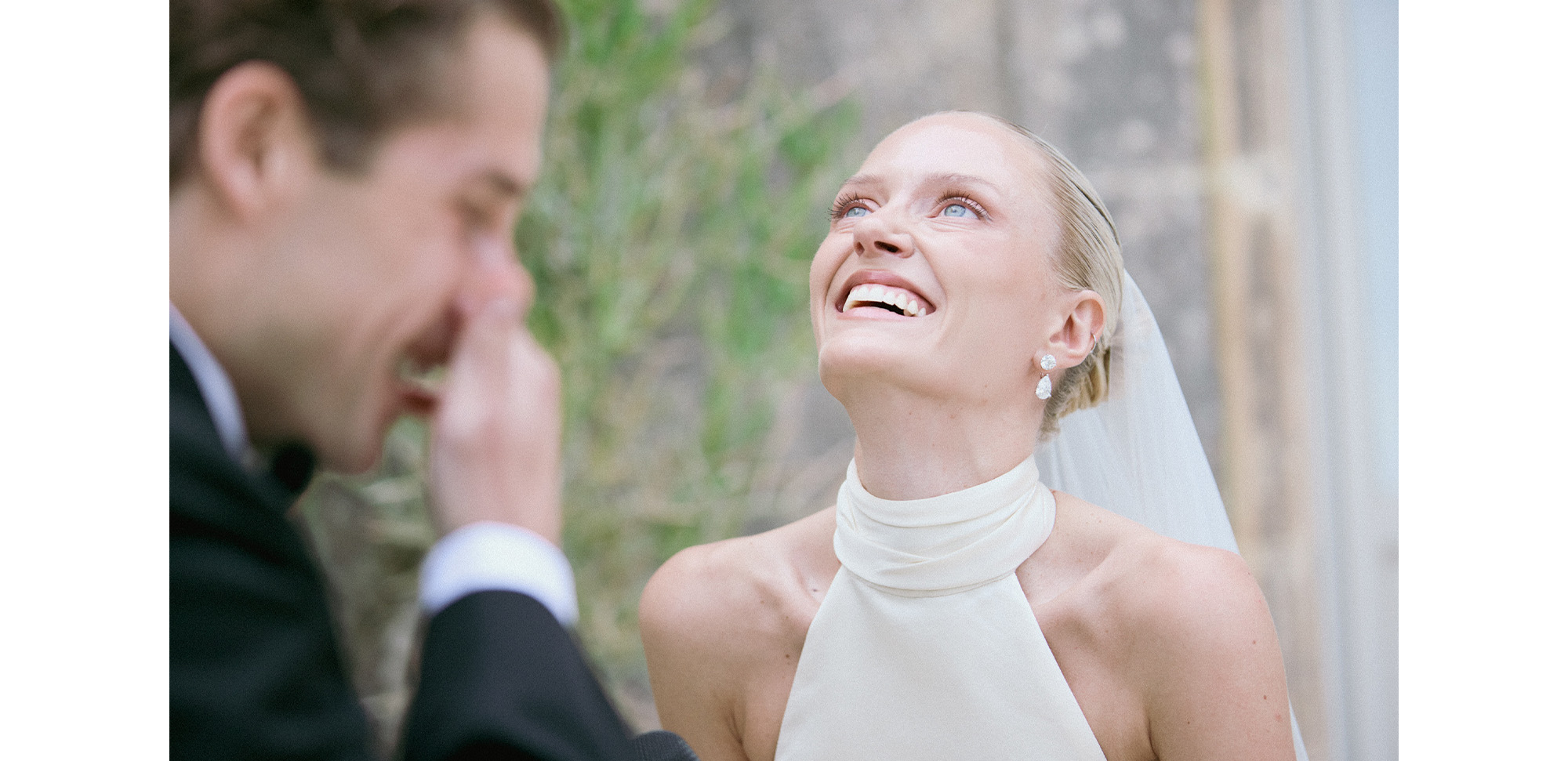 Max and Karoline laughing during the ceremony.