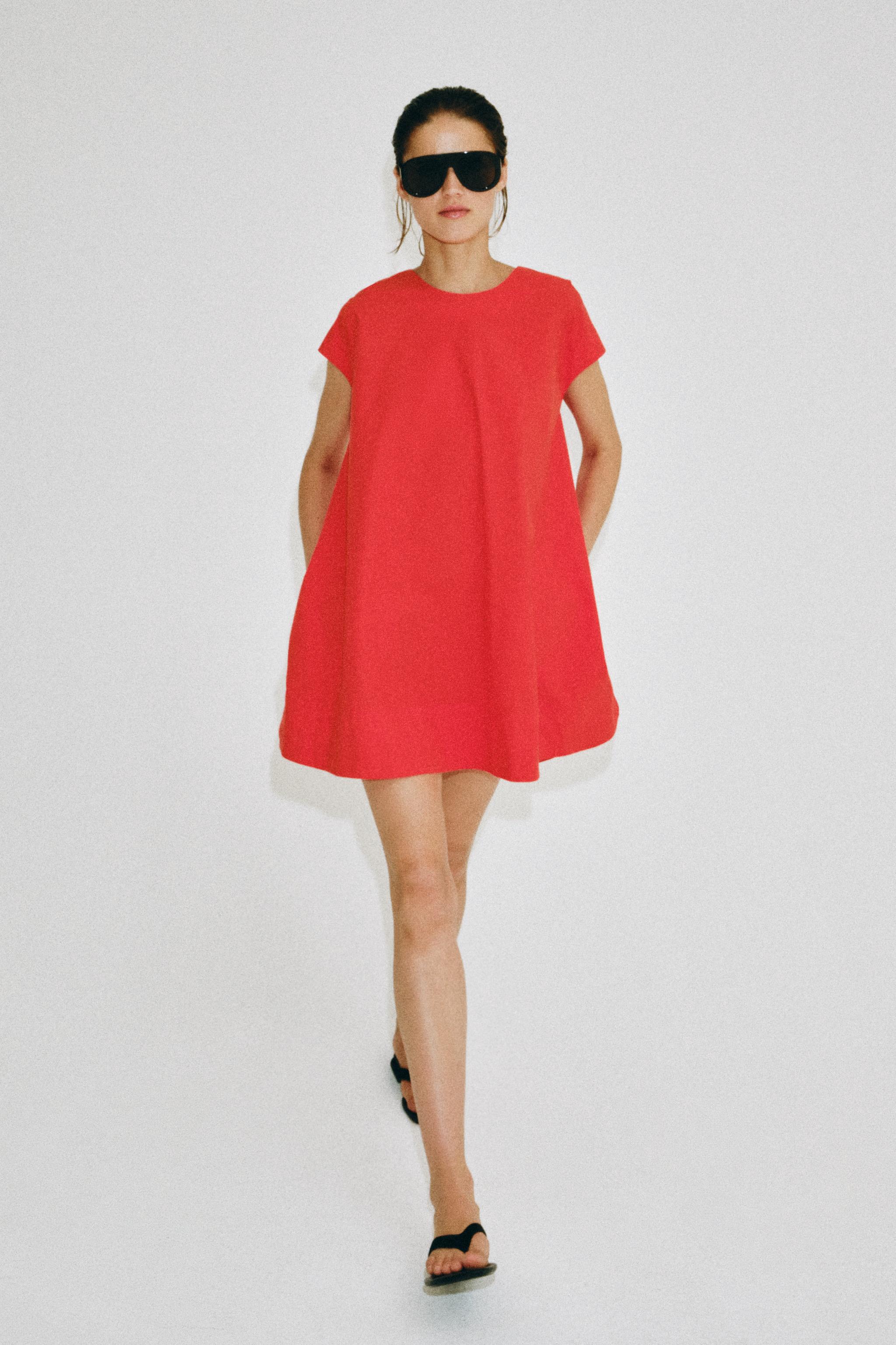 Zw Collection Poplin Mini Dress - Red - Xs