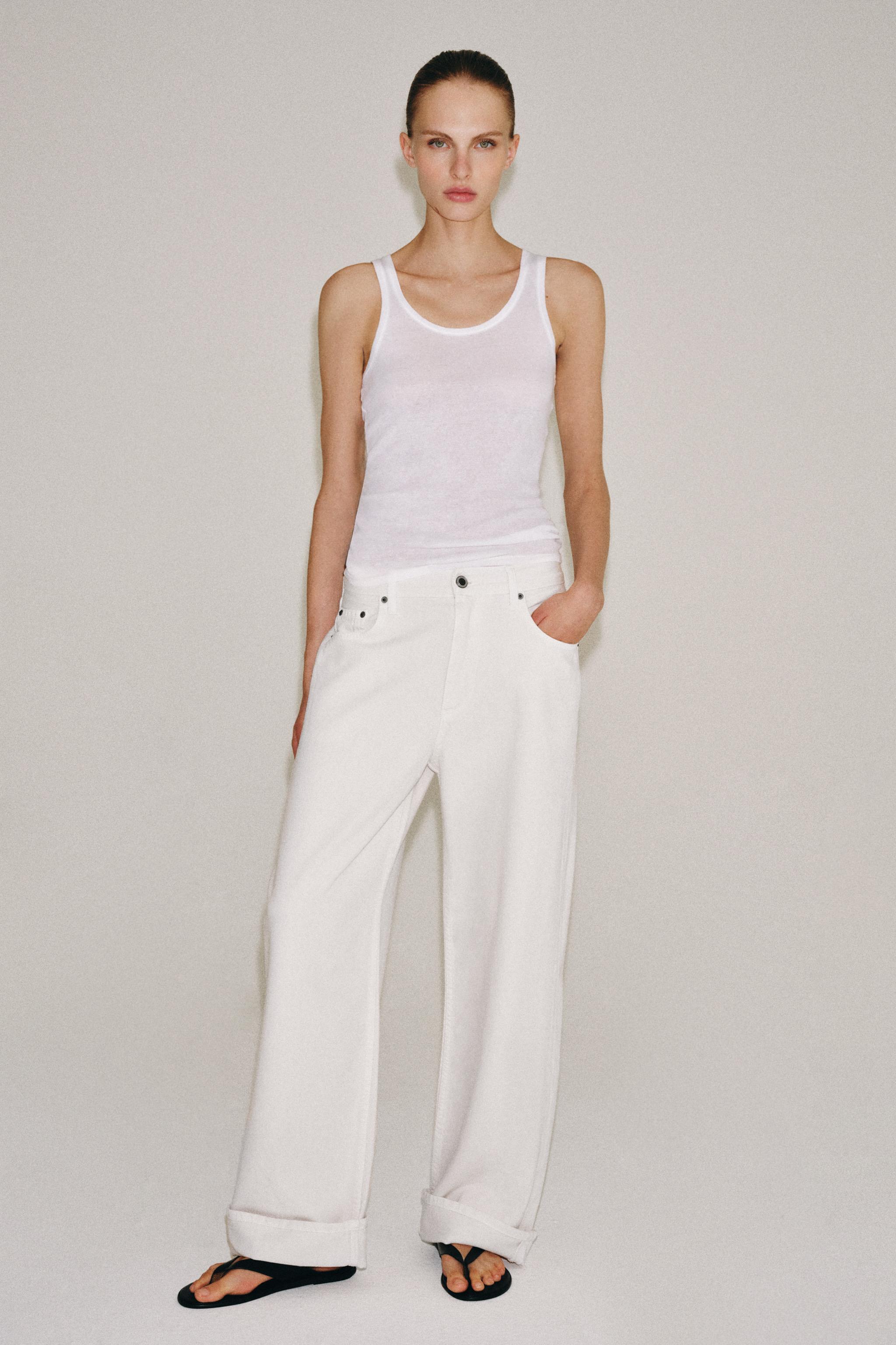 Zw Collection Mid-Waist Baggy Jeans - Oyster-White - 6