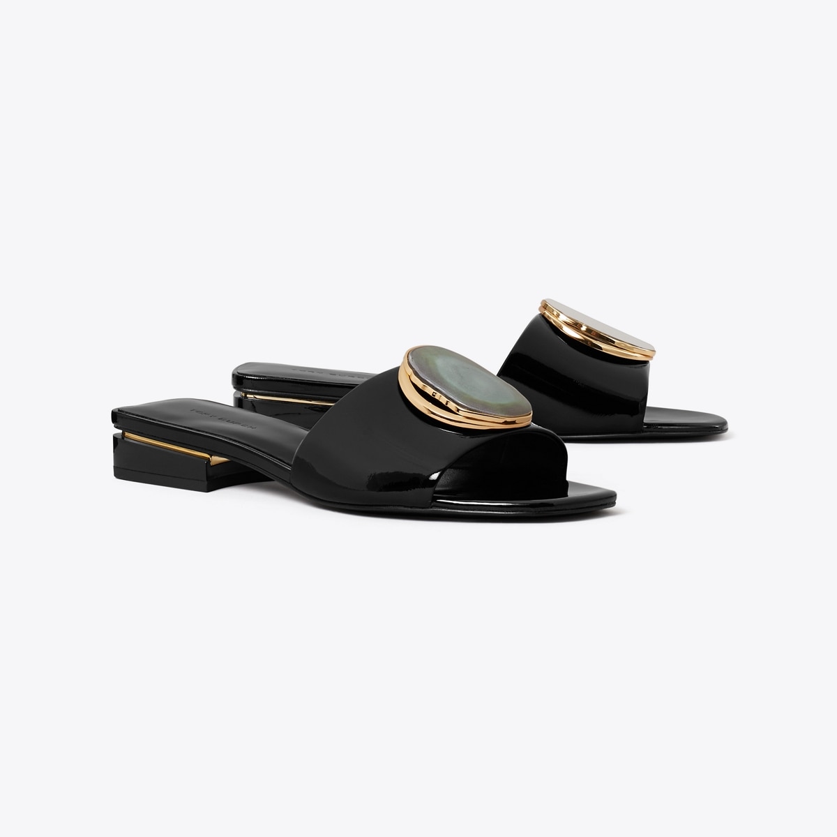 Patos Heeled Slide in Black, Size 5.5