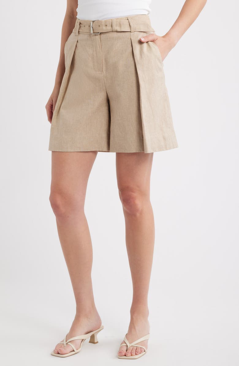 Belted Pleated Longer Length Shorts