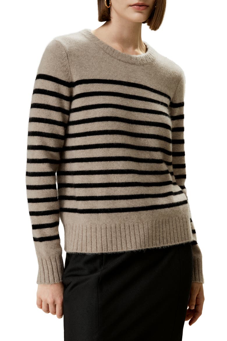 Women's Striped Round Collar Cashmere Sweater