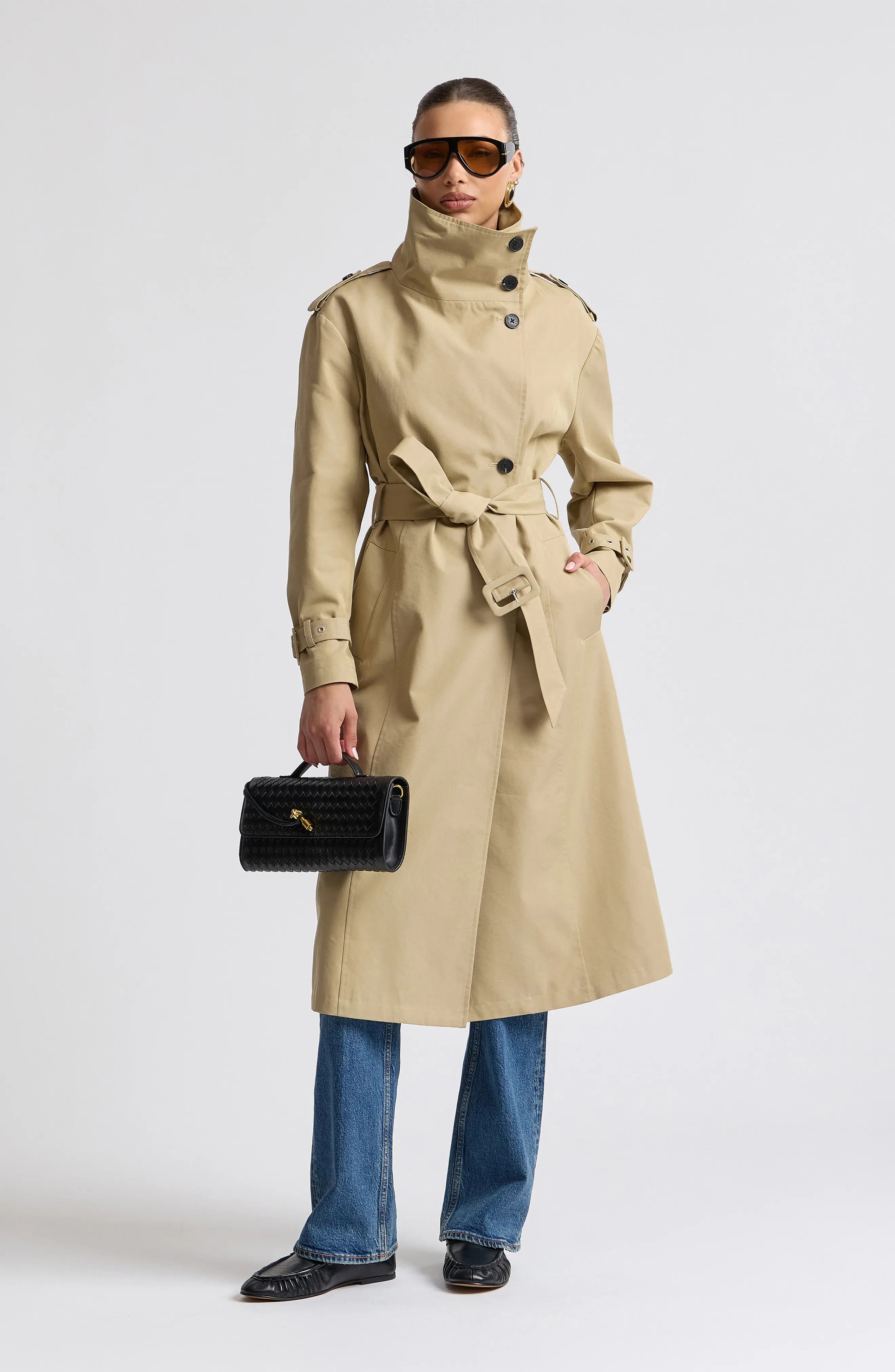 Avec Les Filles, Belted Cotton Blend Trench Coat