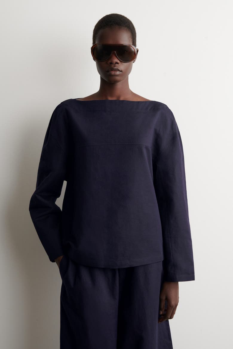 COS Boat-Neck Linen Blouse