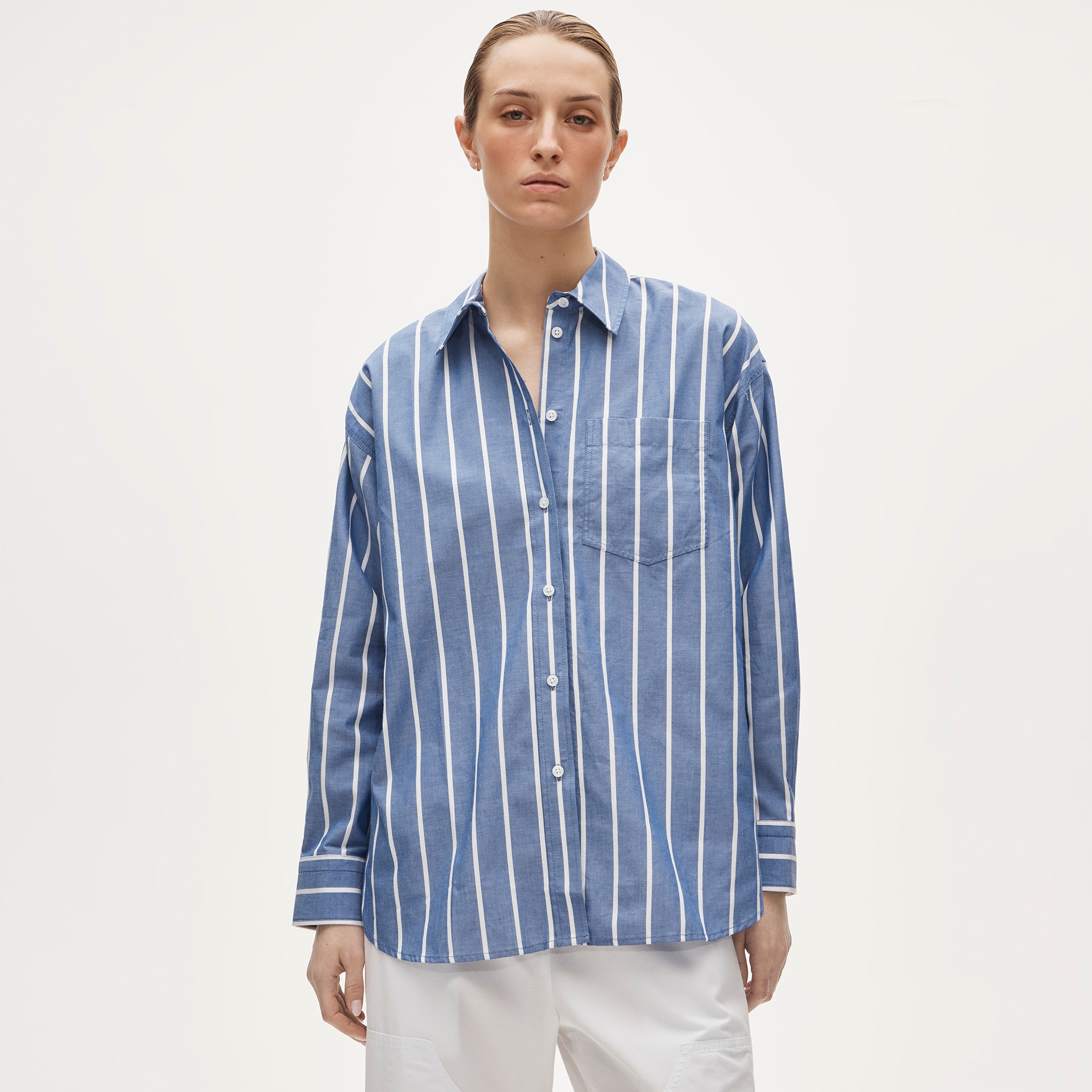 &Eacute;tienne Oversized Shirt in Dobby Stripe