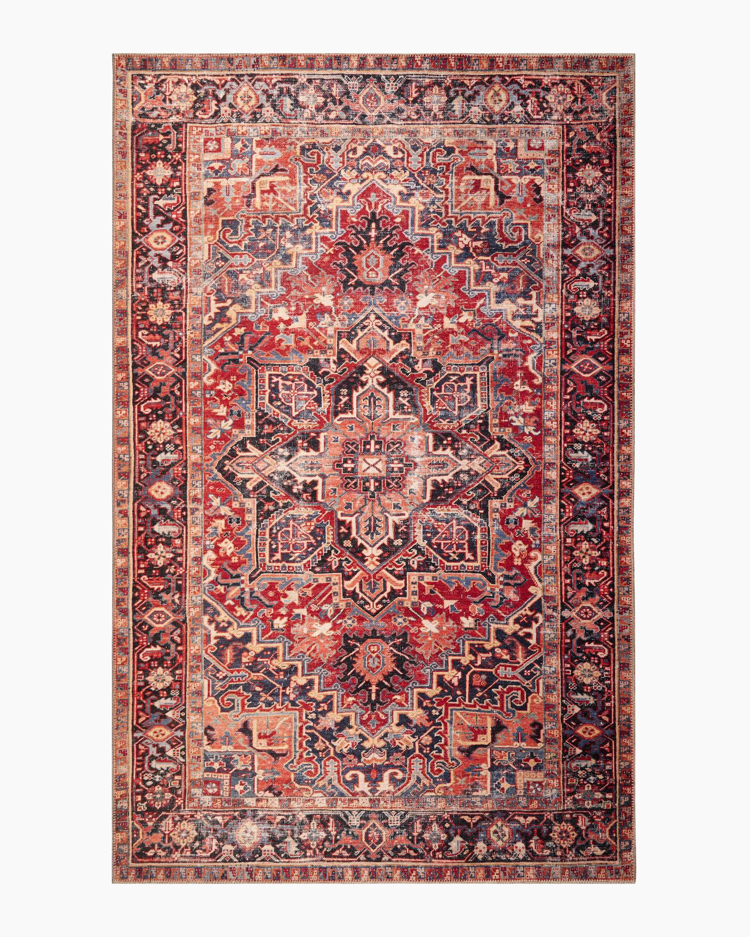 Athena Washable Rug in Red