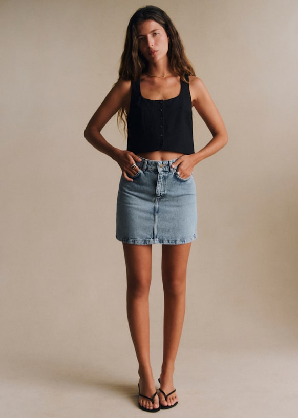 Marja Skirt - Vintage Blue - Organic Cotton - Organic Textile - S&eacute;zane