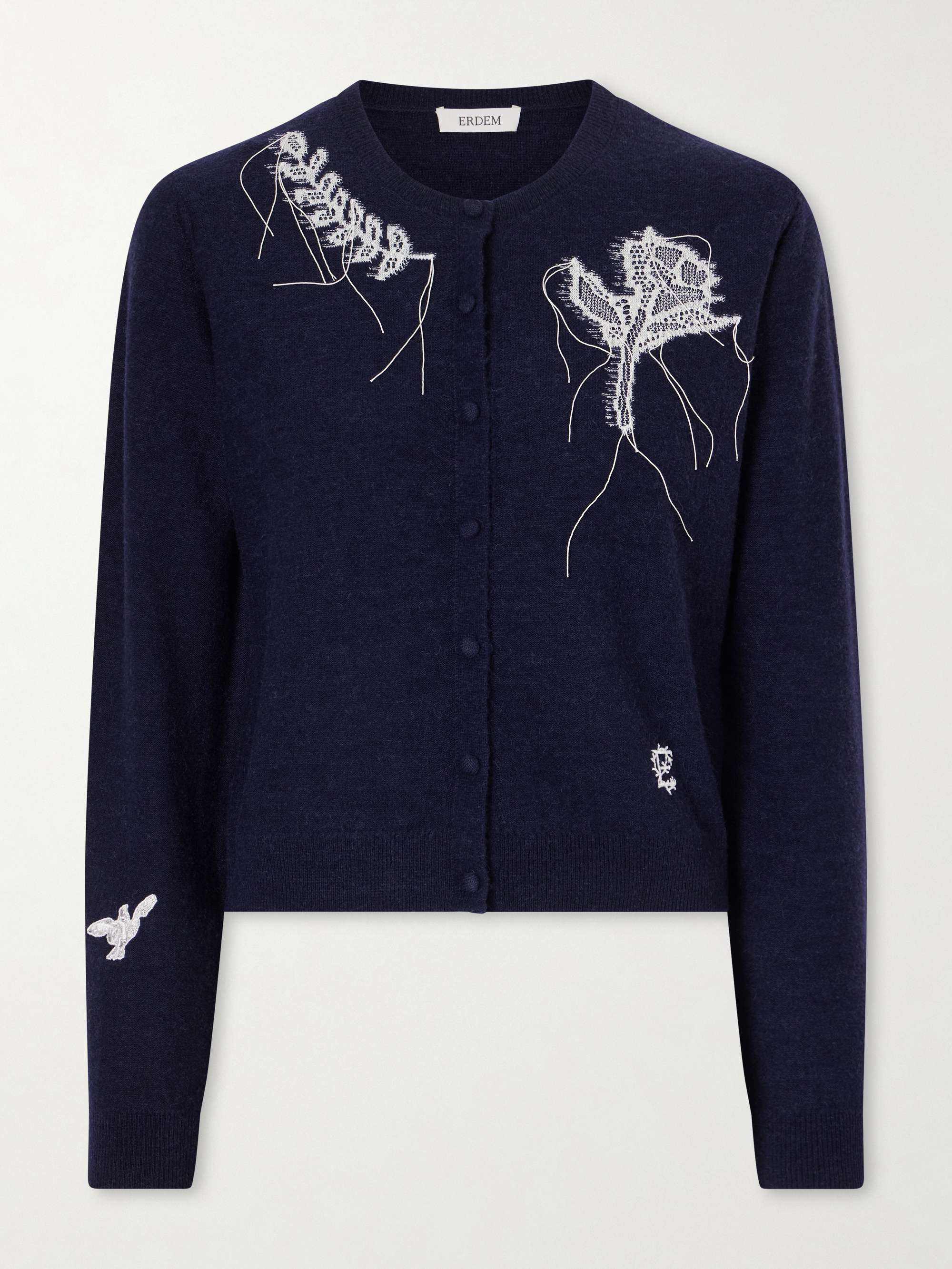 Embroidered Wool-Blend Cardigan