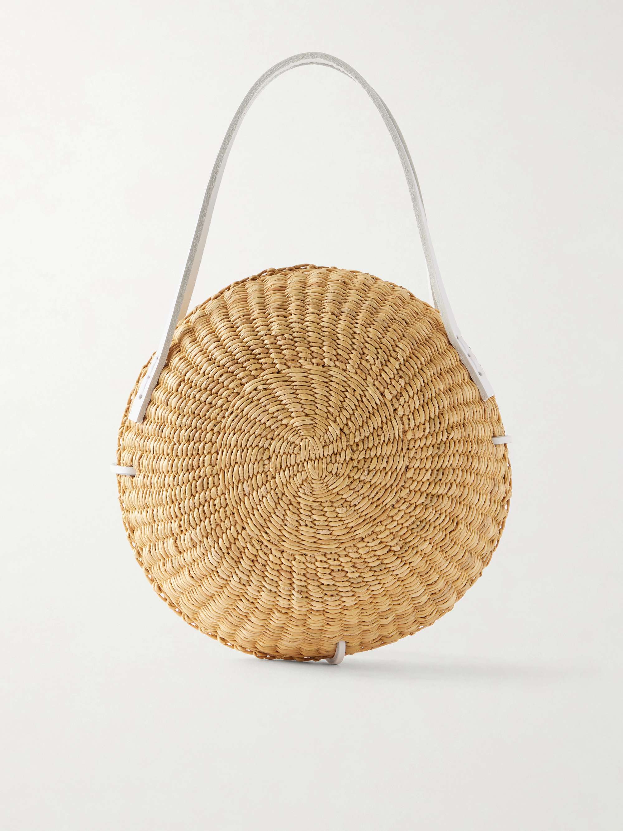 Talata Mini Leather-Trimmed Raffia Bag