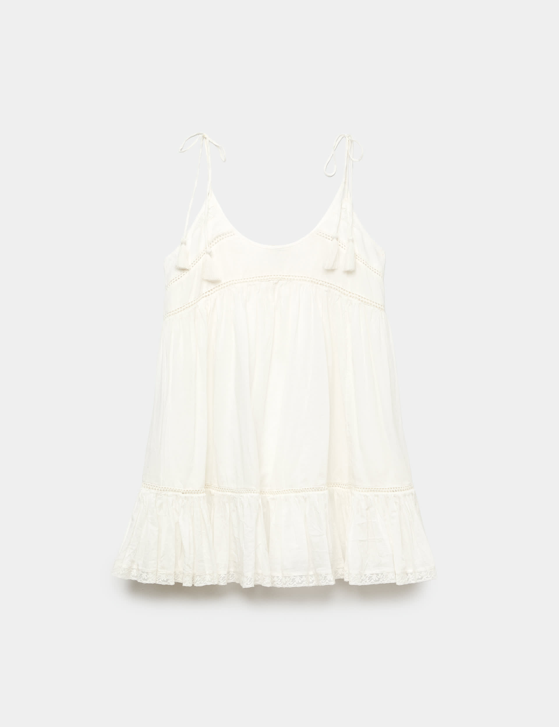 Pure Cotton Lace Insert Mini Smock Dress