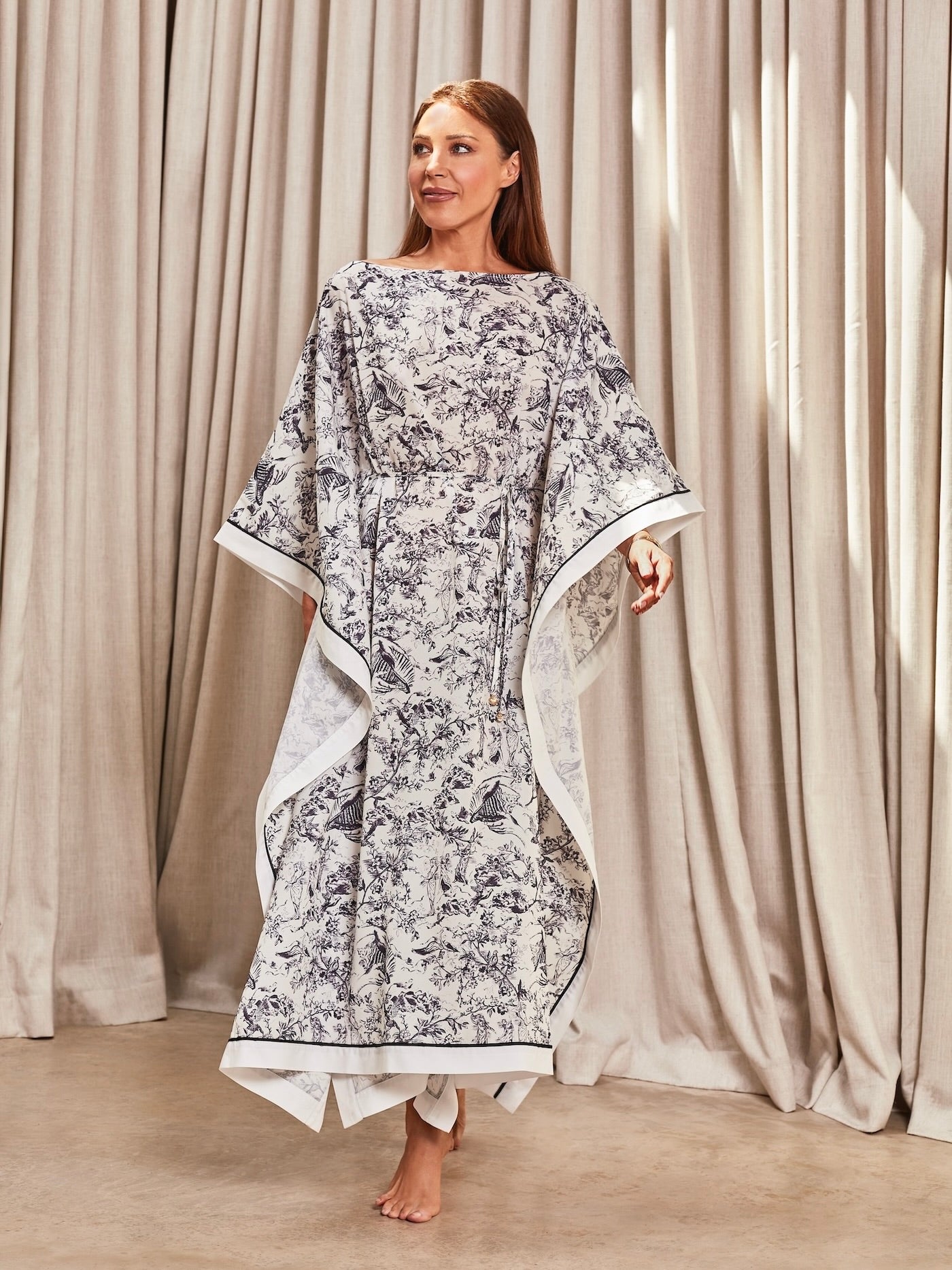 &lsquo;athena&rsquo; Toile Printed Kaftan White Multi