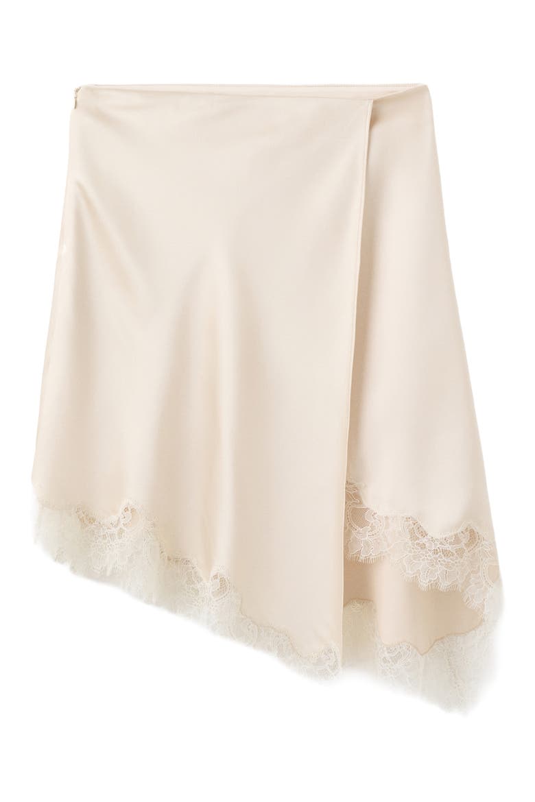 Lace Trim Satin Skirt