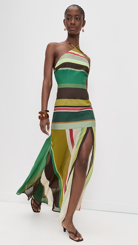 Estella Halter High Slit Maxi Dress - Estella Multi