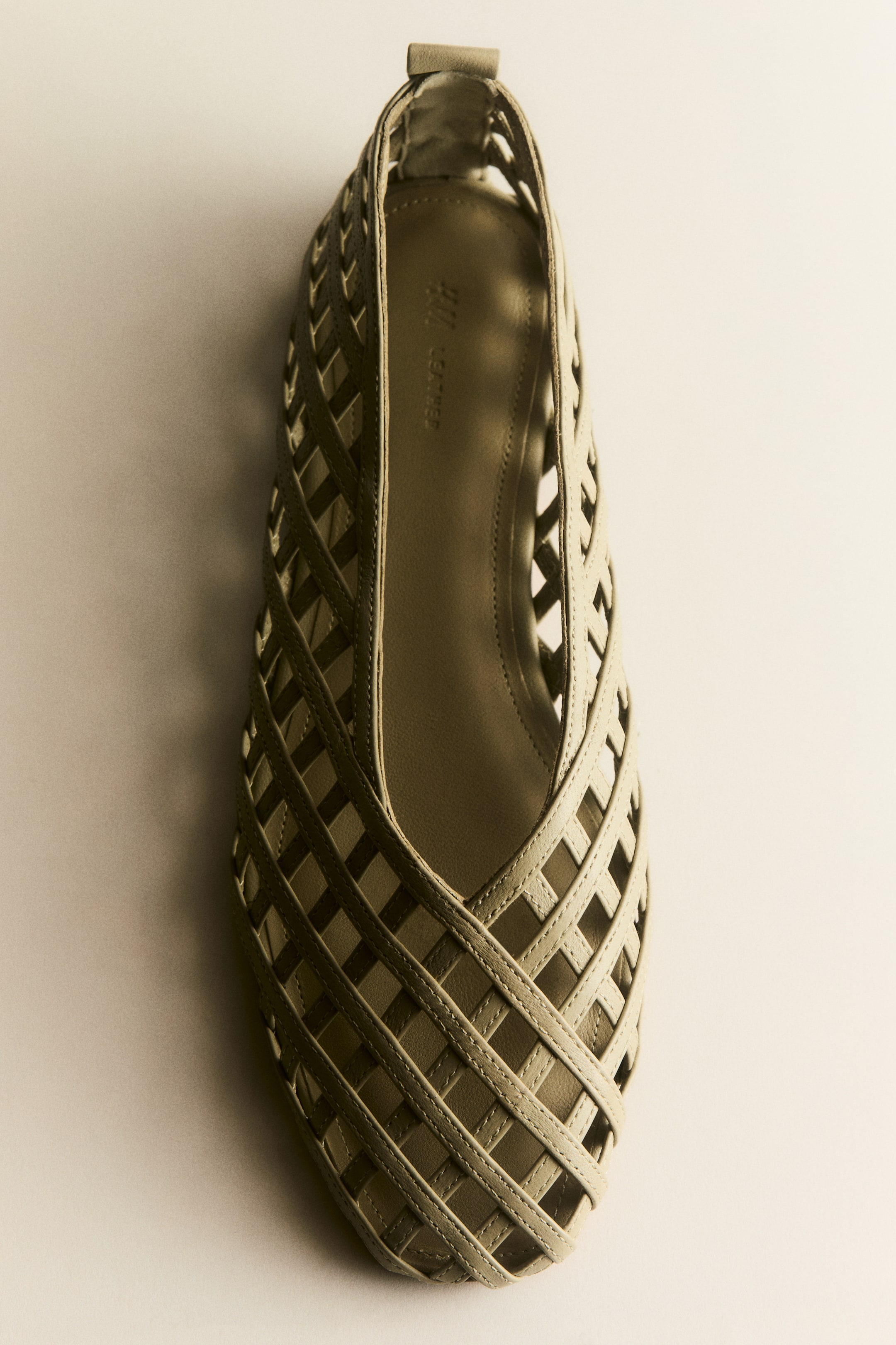 Braided-Look Leather Ballet Flats