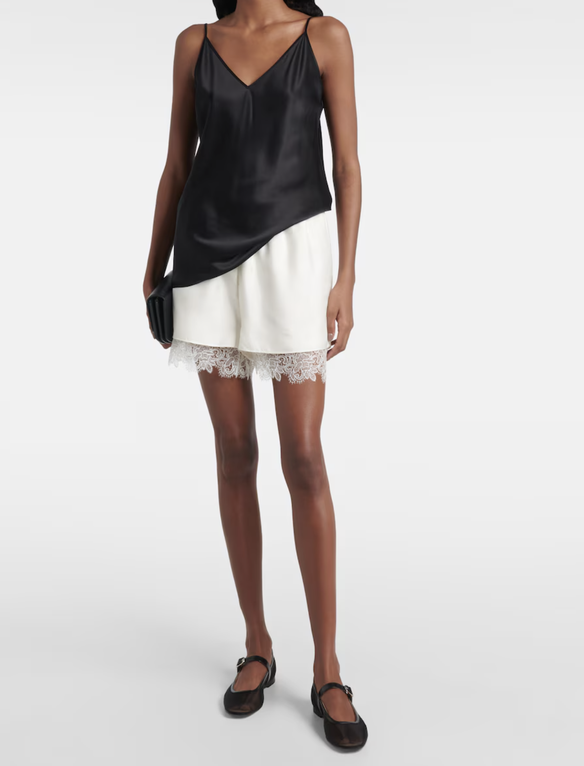 R&Oacute;HE, Lace-trimmed silk shorts