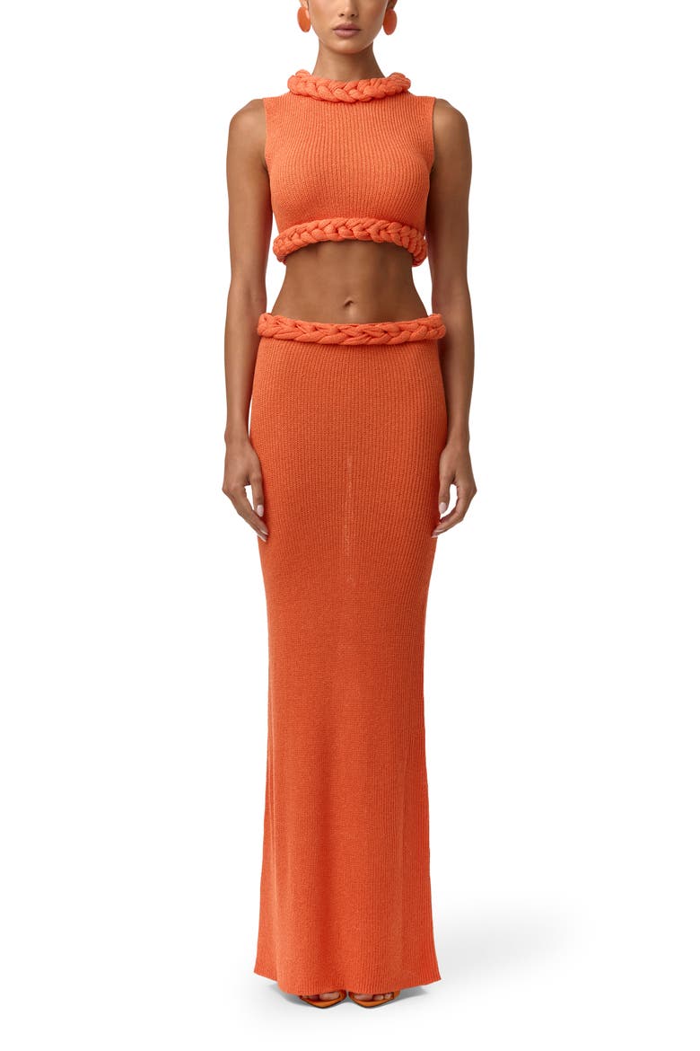 Rib Knit Braid Trim Crop Top