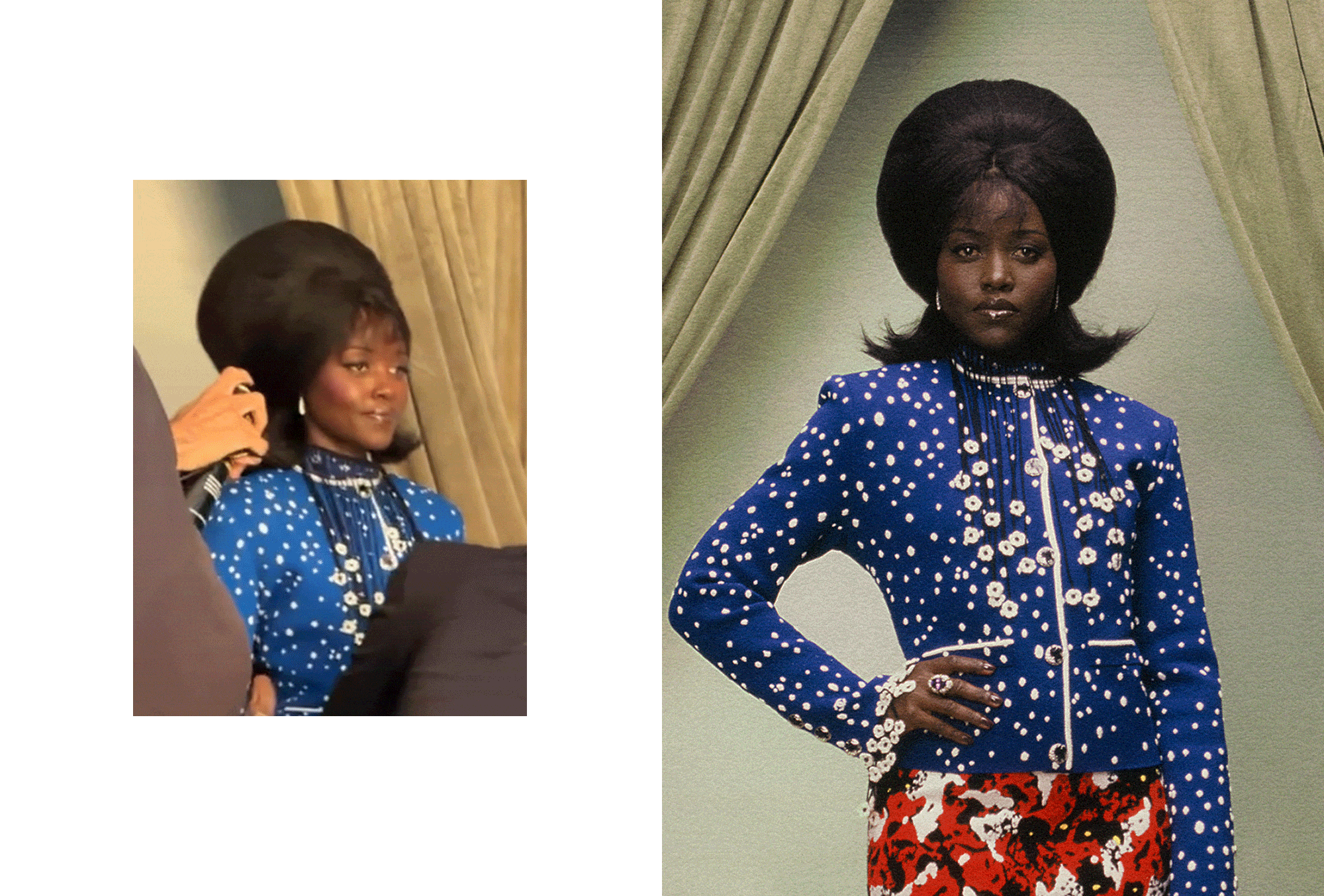 Collage of still and gif from Lupita Nyong'o's Who What Wear July beauty cover.