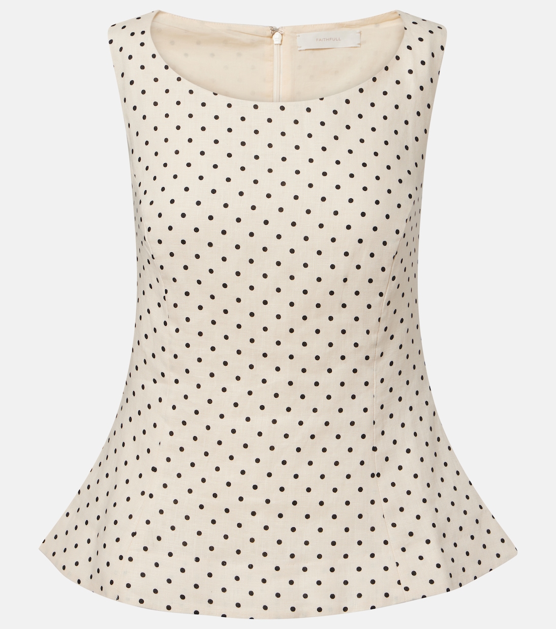 Iria Polka-Dot Linen Top in Beige - Faithfull