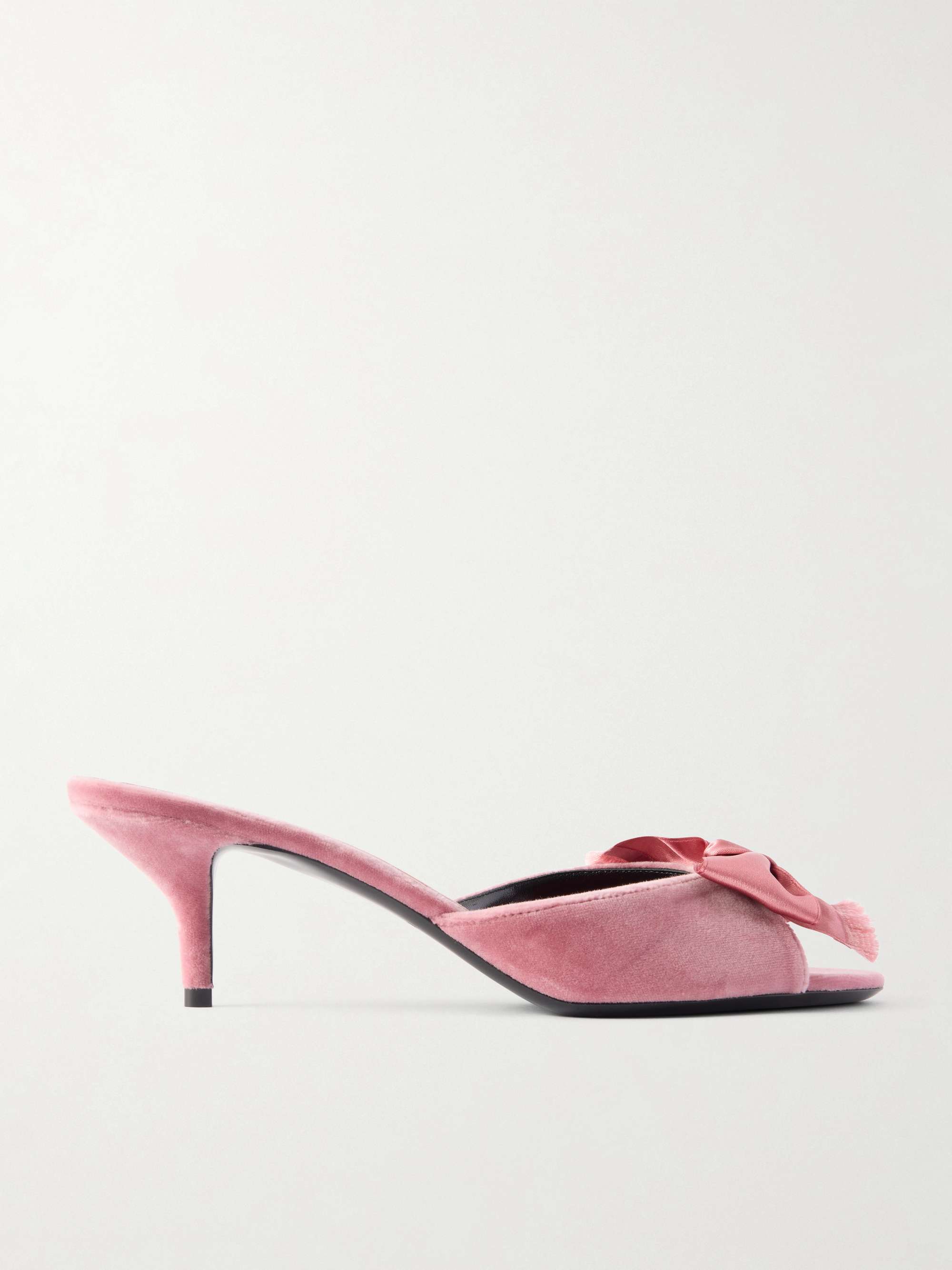 Marie a 55 Bow-Detailed Satin-Trimmed Velvet Mules