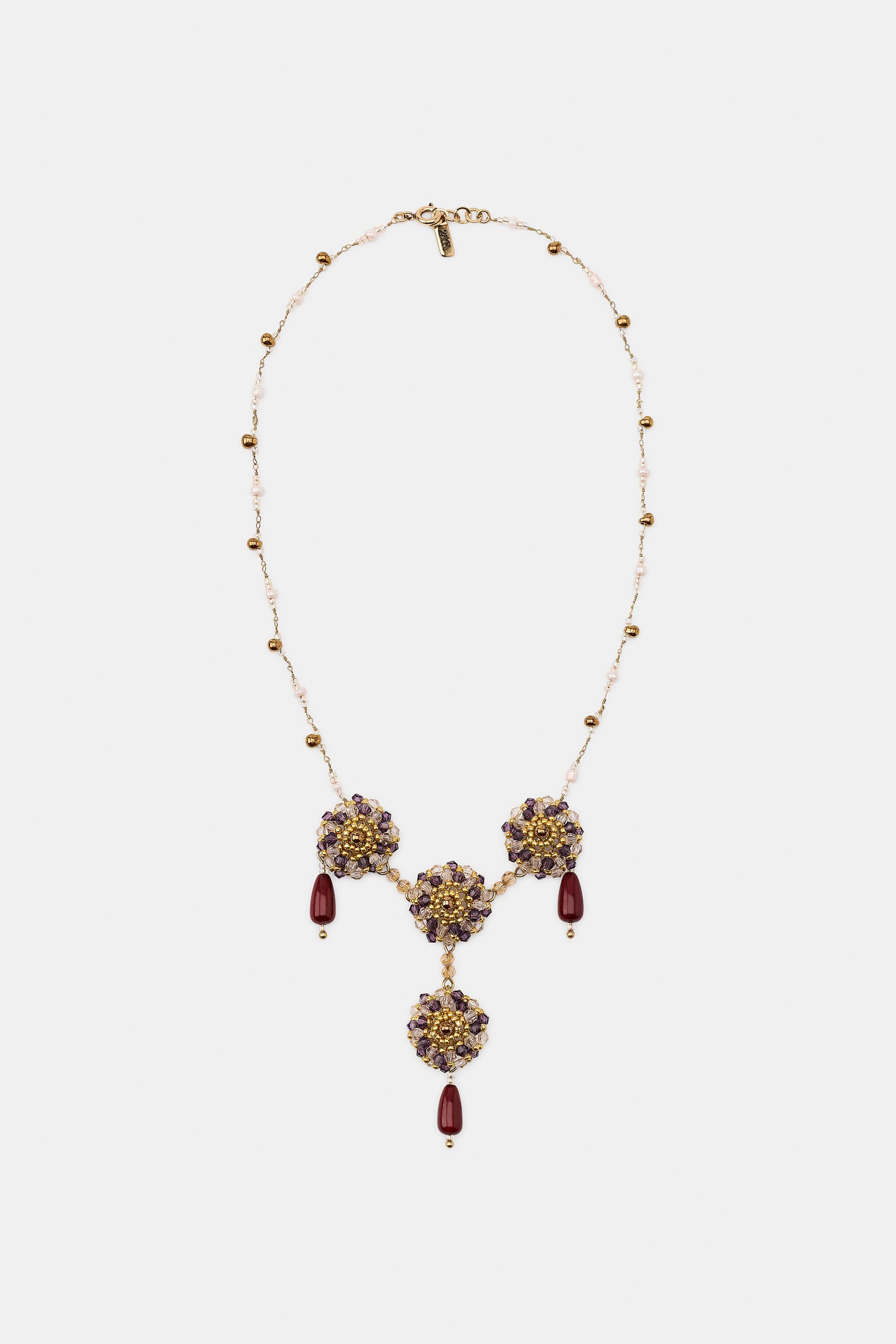 Resin Bead Choker Necklace - Golden - M