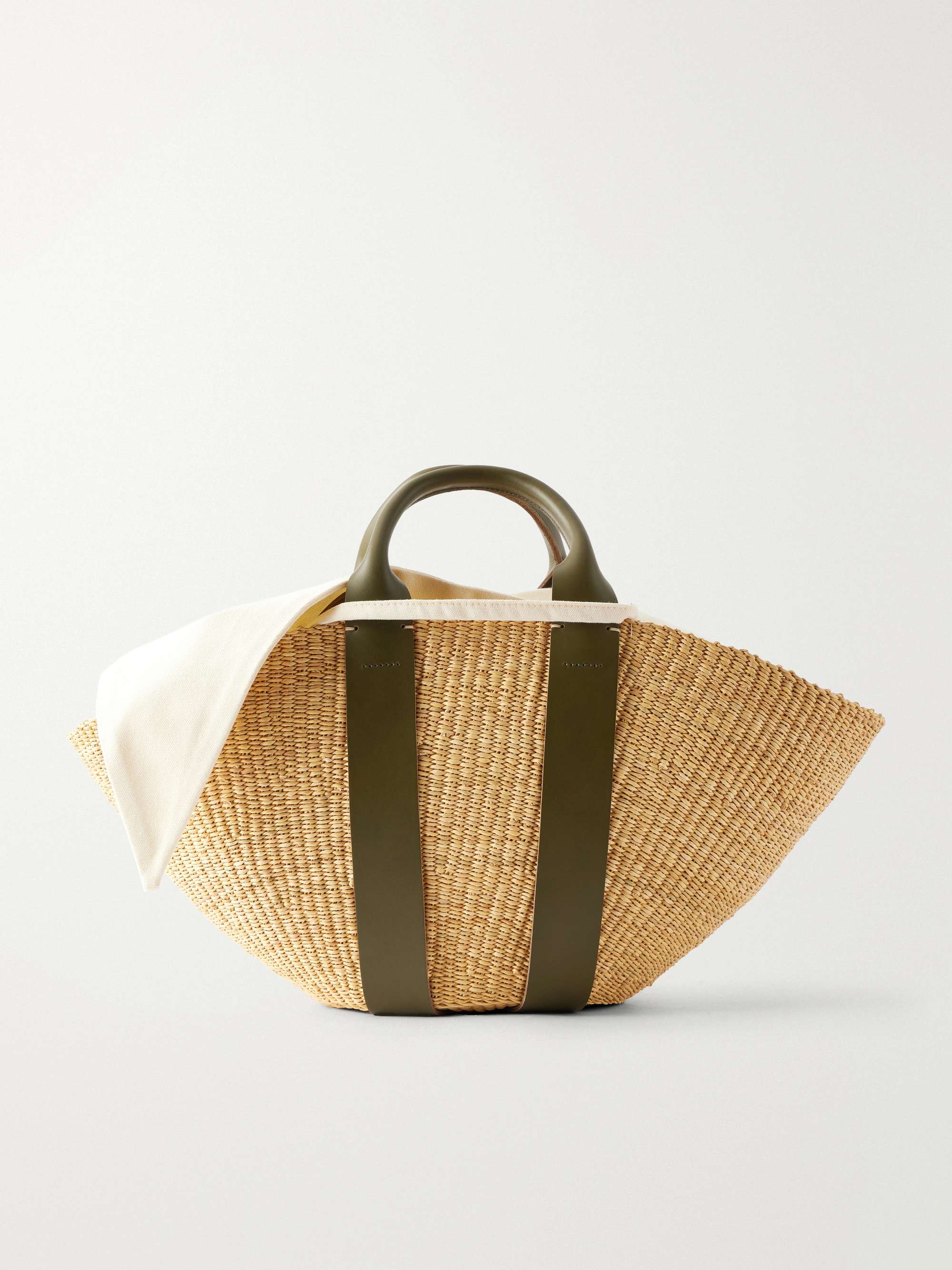 Sophie Leather-Trimmed Raffia Tote