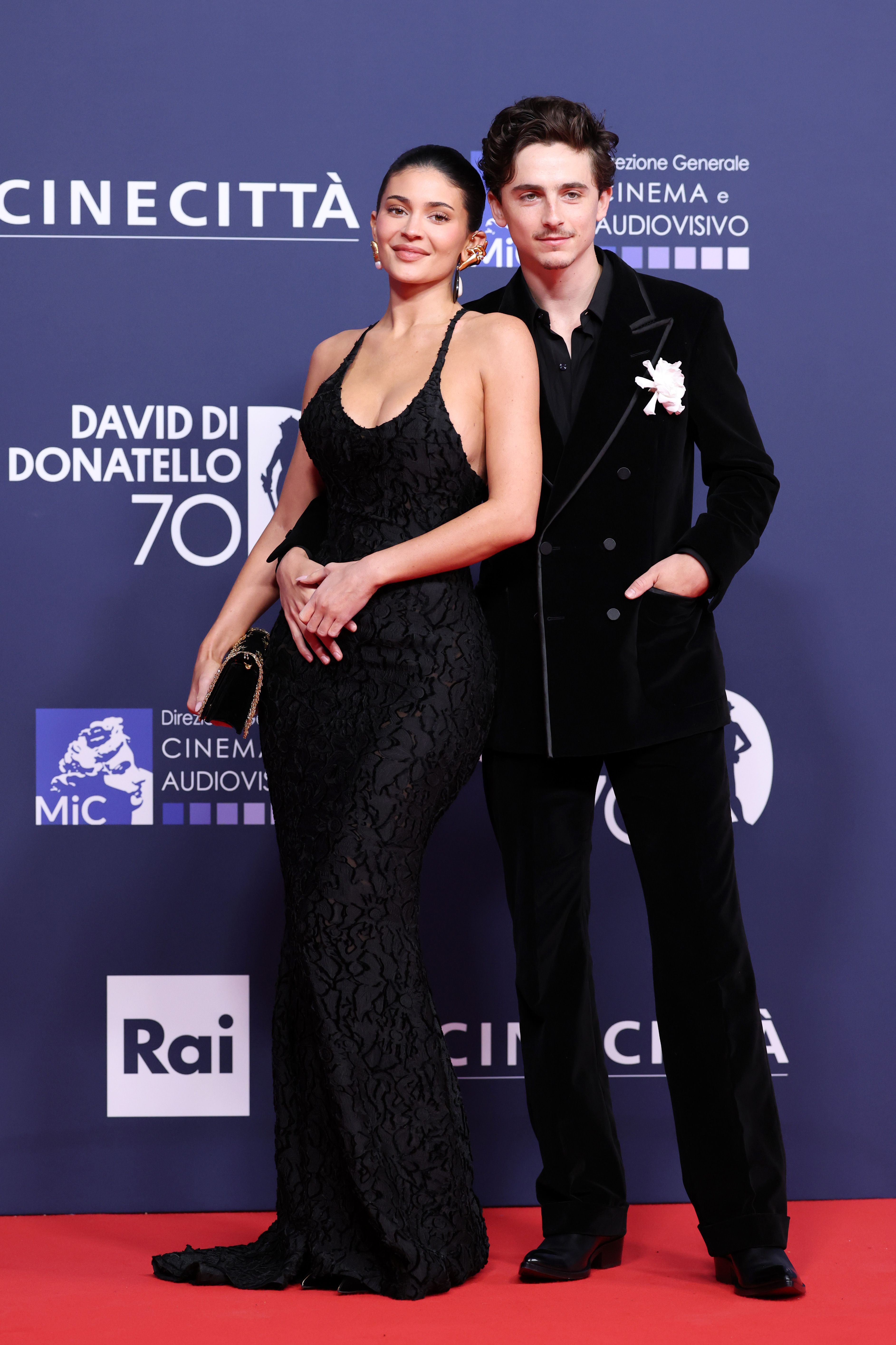 Kylie Jenner and Timothee Chalamet on a red carpet in 2025.