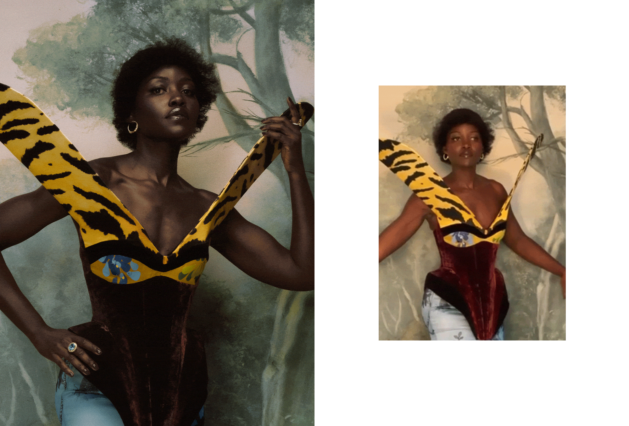Collage of still and gif from Lupita Nyong'o's Who What Wear July beauty cover.