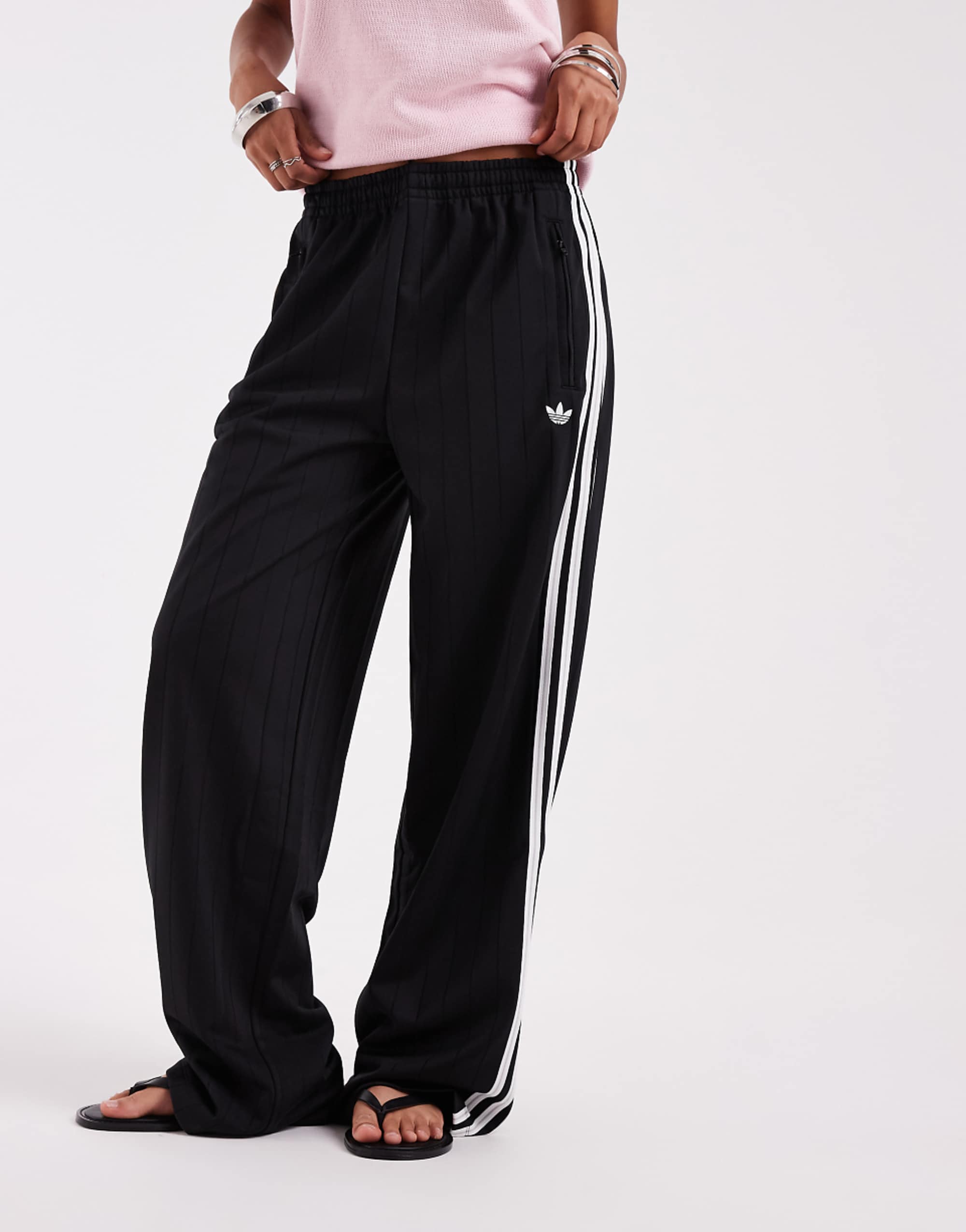 Adidas Originals Firebird Loose Track Pants in Black Pinstripe