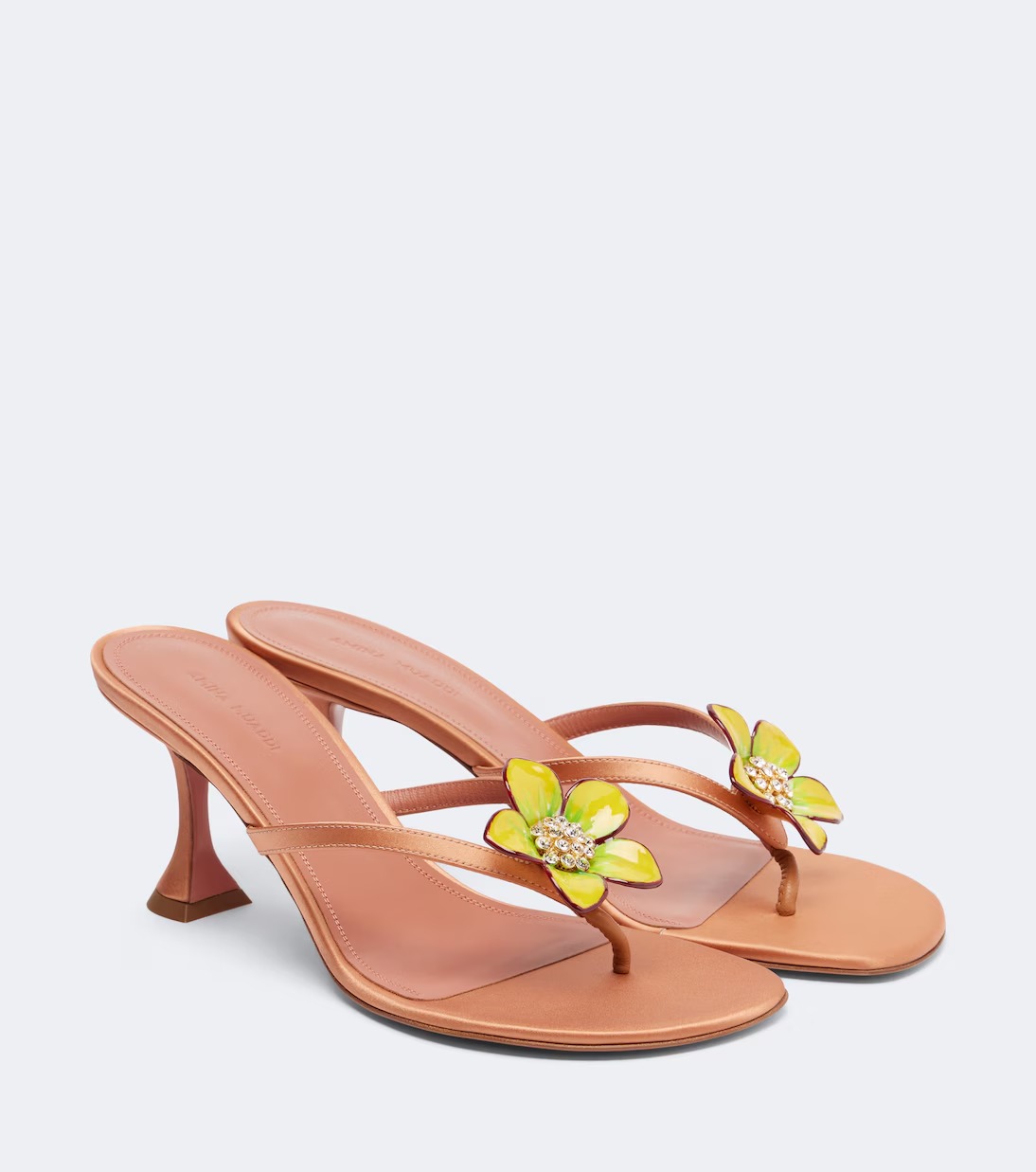 Amina Muaddi, Vittoria embellished satin thong sandals