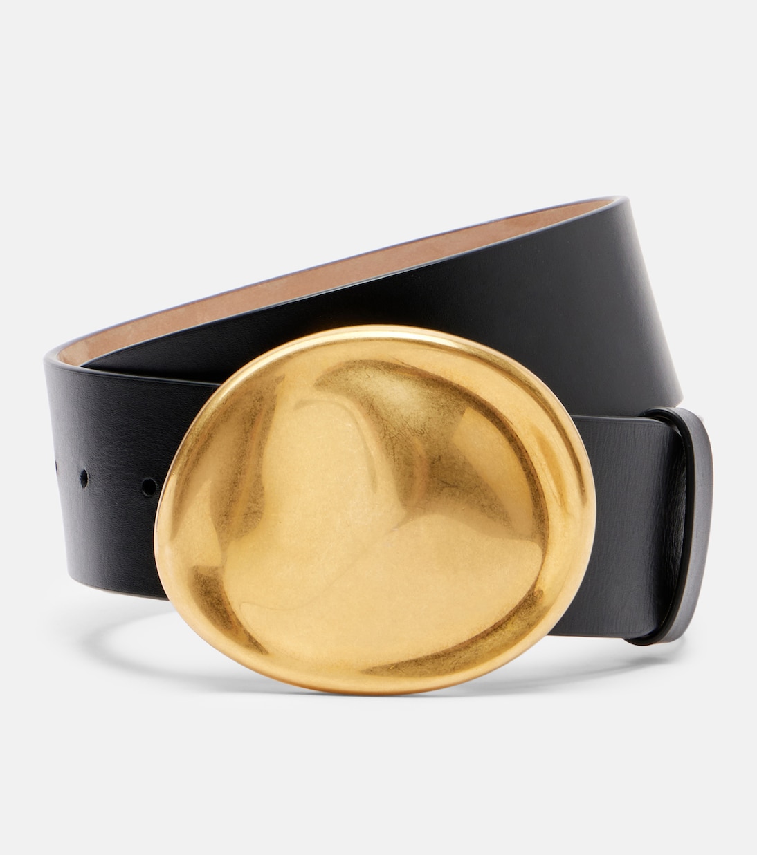 Keefe Leather Belt in Black - Khaite