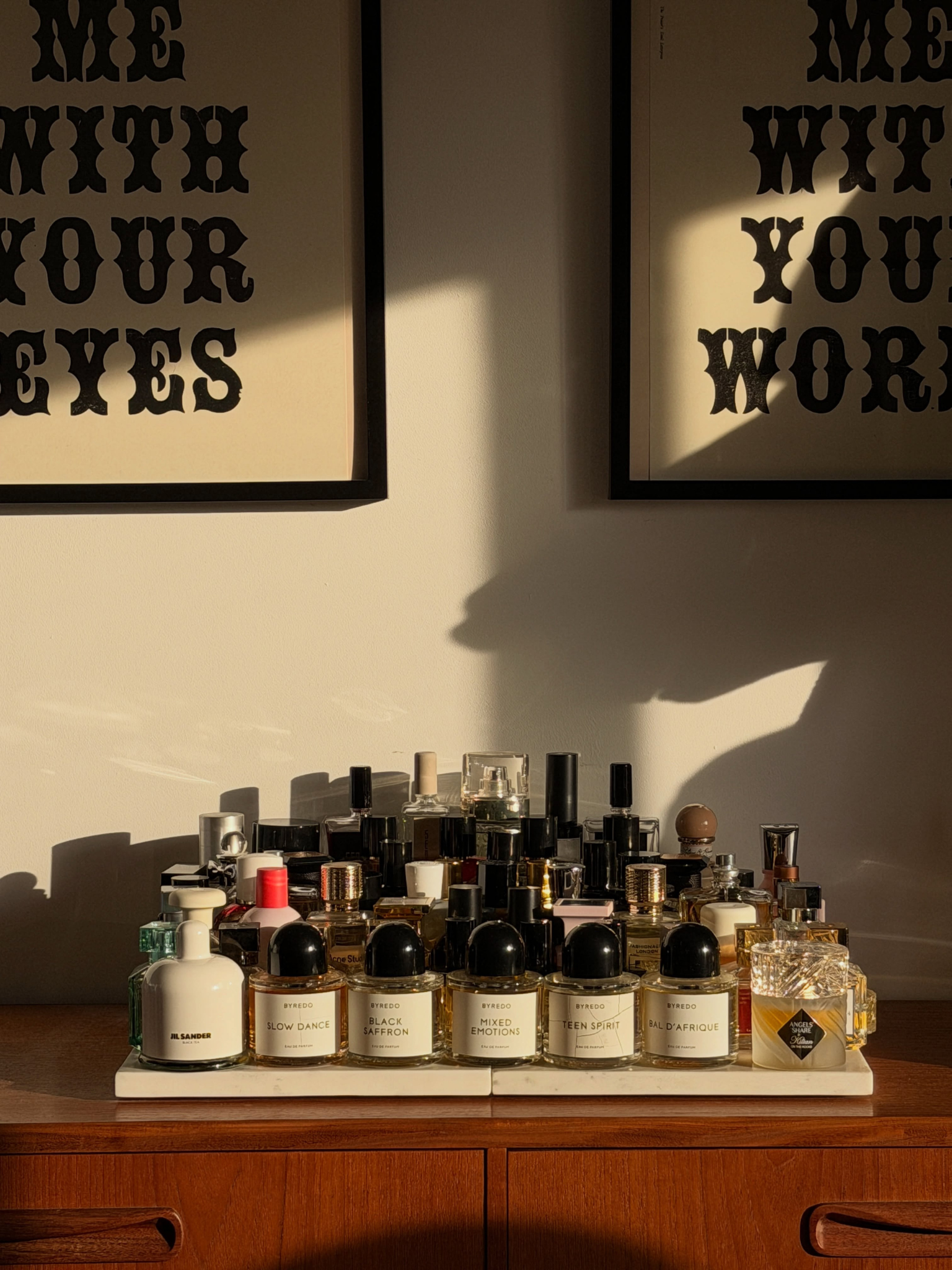 A selection of perfumes on a dressing table