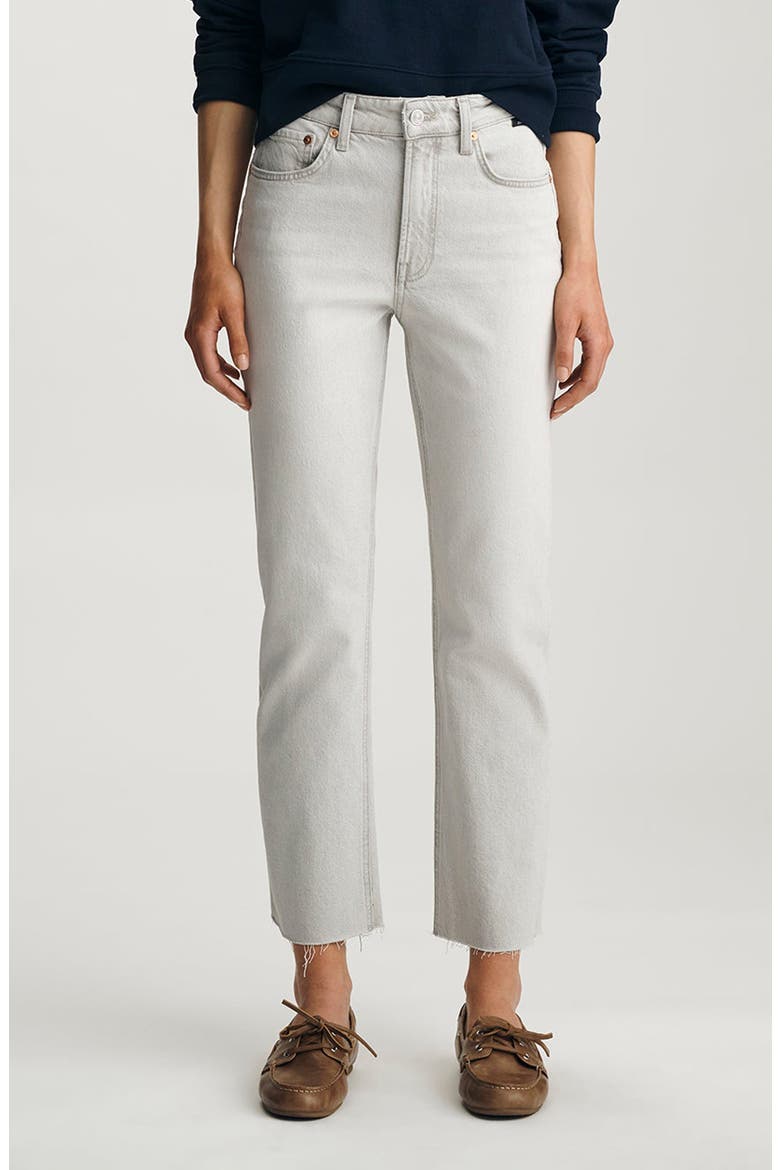 New York Raw Hem High Waist Ankle Straight Leg Jeans