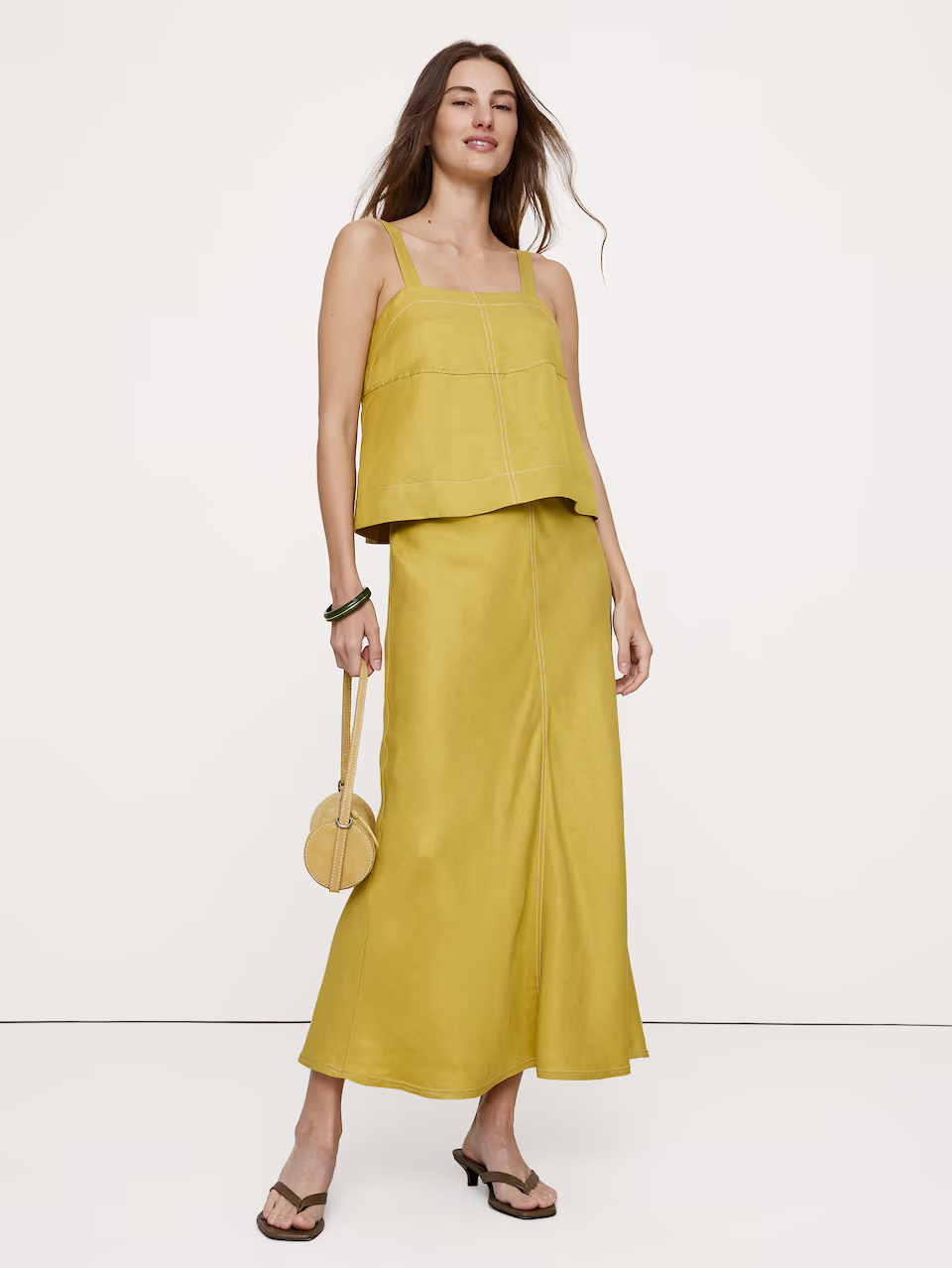 Banana Republic, Viscose-Linen Bias-Cut Maxi Skirt