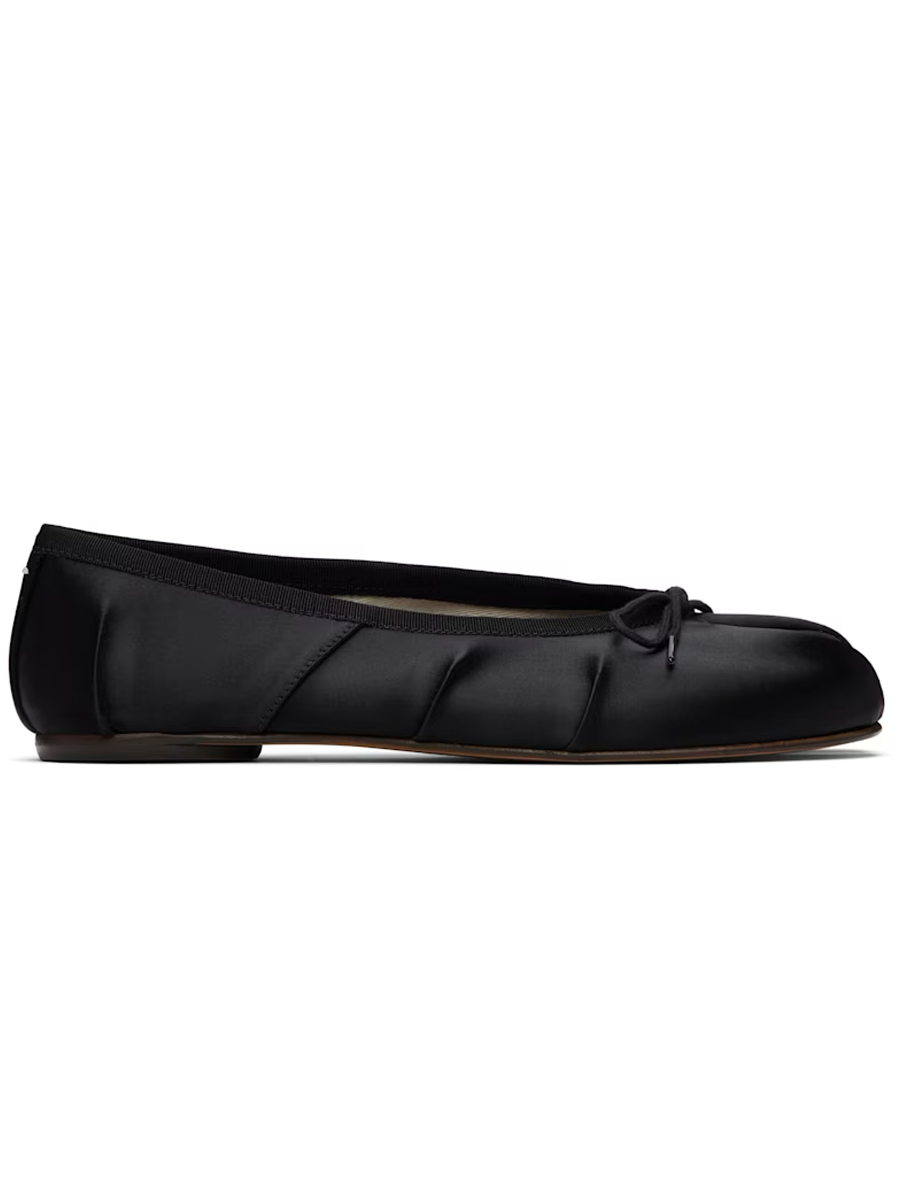 Maison Margiela, Black Tabi Satin Ballerina Flats