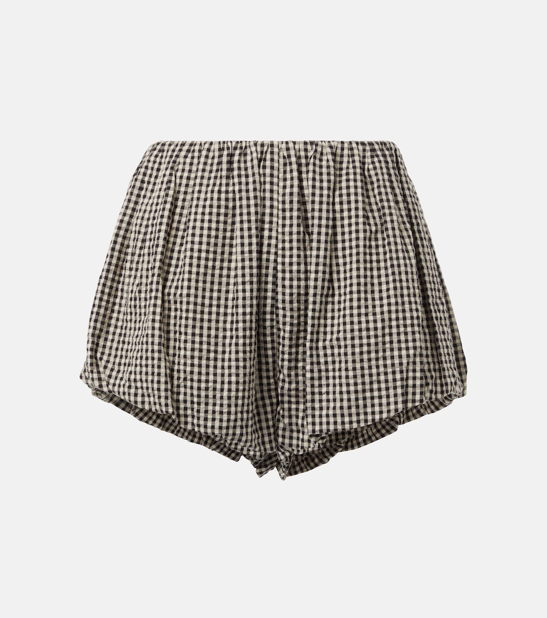 Aurelia Gingham Cotton Shorts in Black - Posse