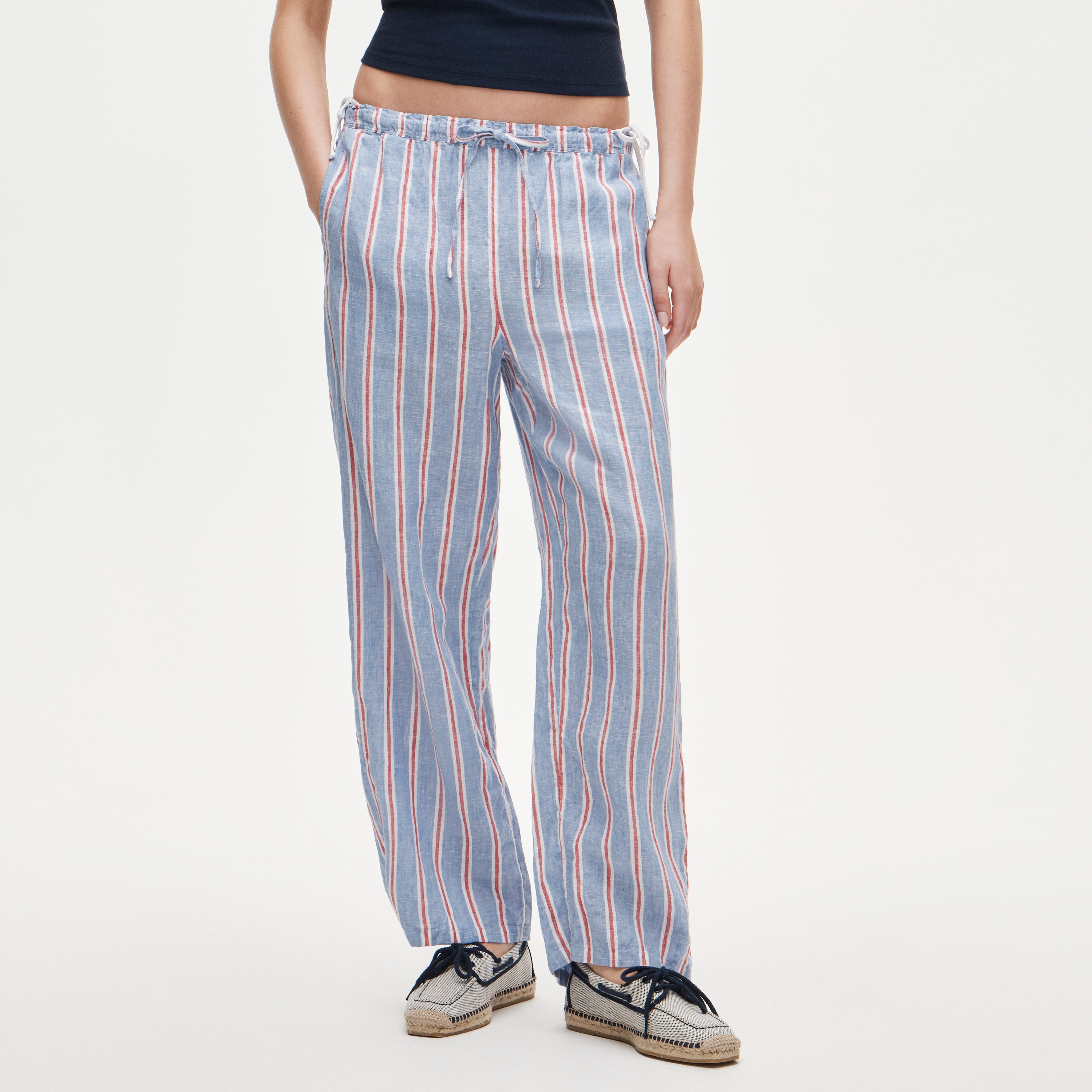 Soleil Pant in Striped Linen