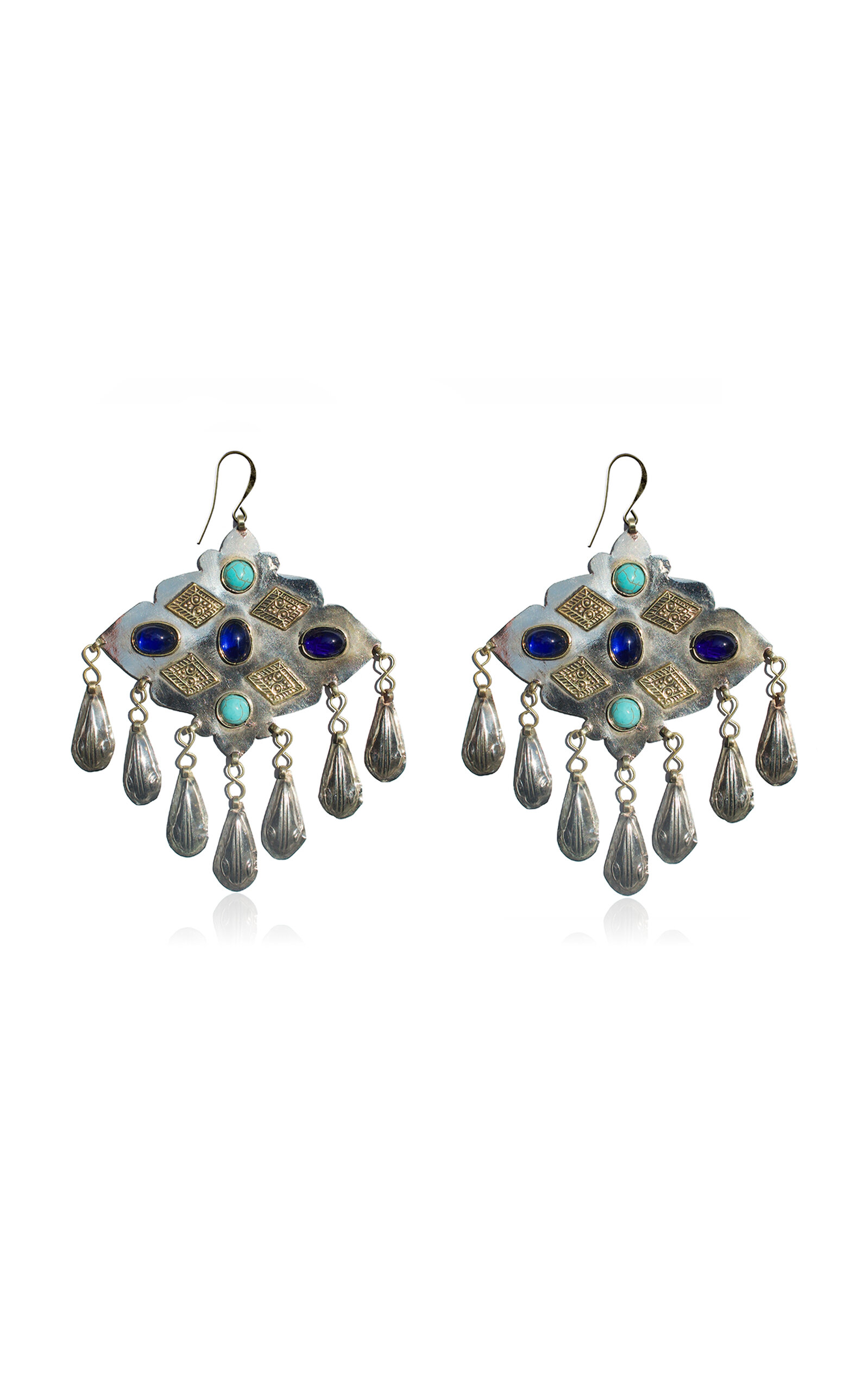 Blue Murano & Turquoise Teardrop Amulet Earrings